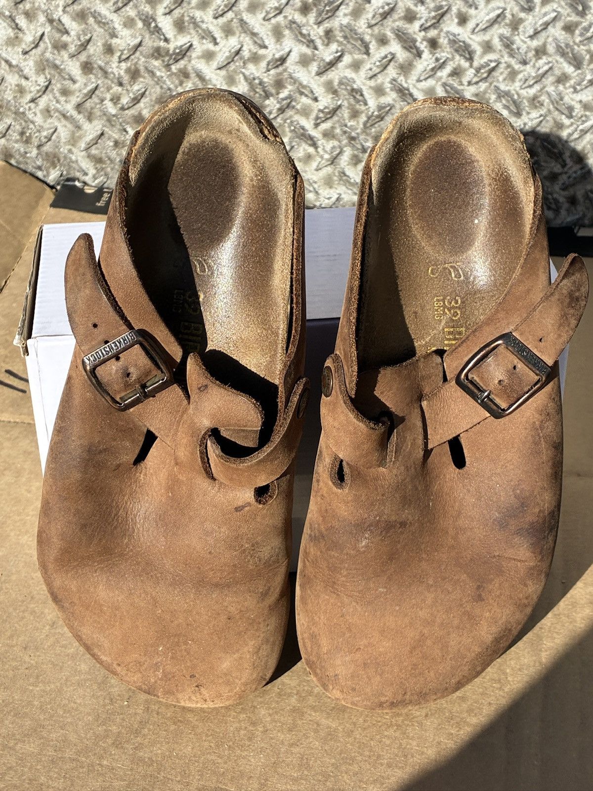 Birkenstock BIRKENSTOCK Boston Brown Leather Clogs Slip on Sandals EU 39 Size US 8 / IT 38 - 6 Thumbnail