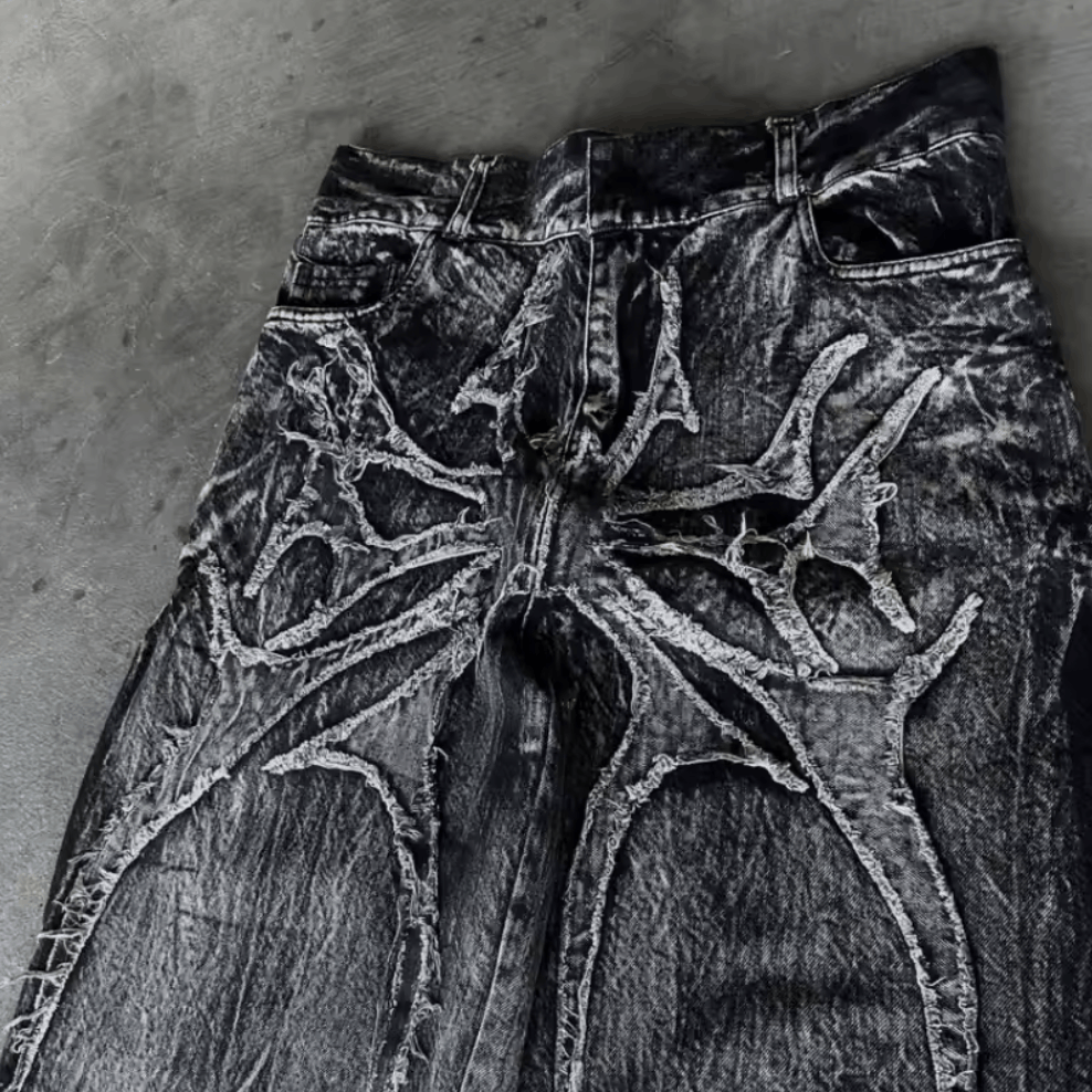 Vintage Black Distressed Jeans Size US 33 - 2 Thumbnail