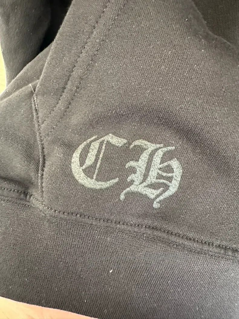 CHROME HEARTS Size S Black horseshoe arm zipper hoodie thic