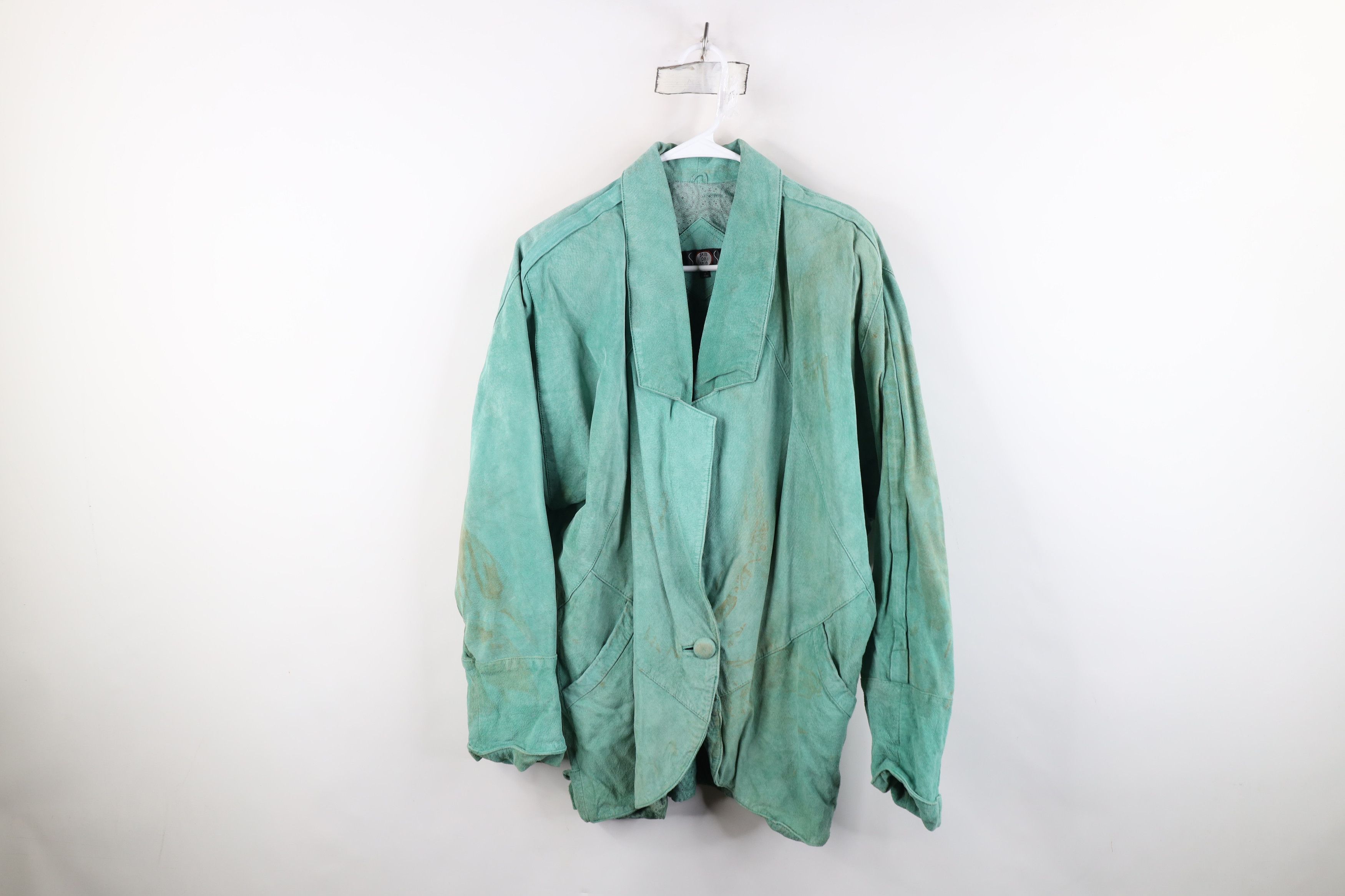 Vintage Vintage 80s Mid Mod Suede Leather Blazer Jacket Coat Size M / US 6-8 / IT 42-44 - 1 Thumbnail
