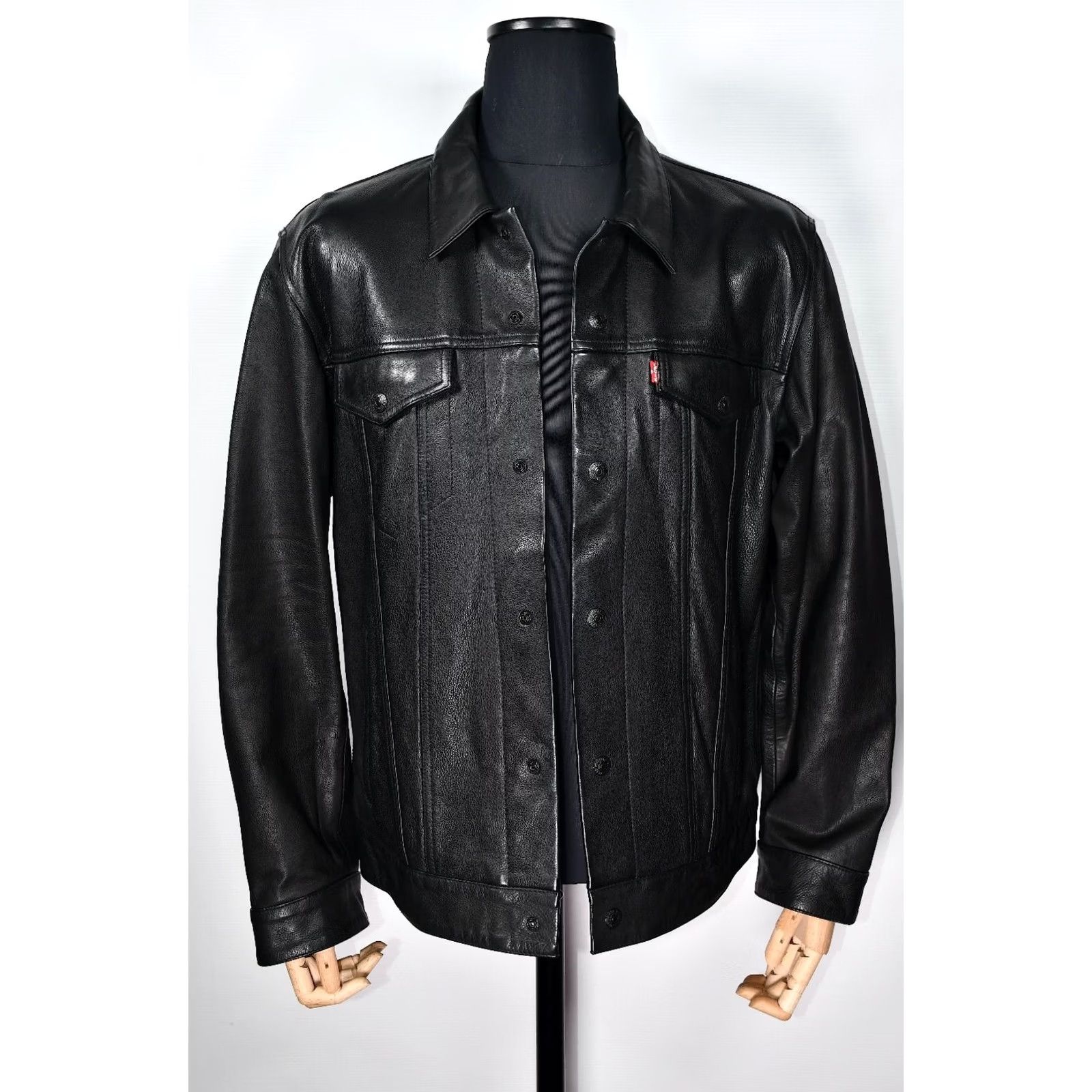 Levi's Levi’s Trucker Jacket Men XL Black Leather Big E Size US XL / EU 56 / 4 - 2 Thumbnail