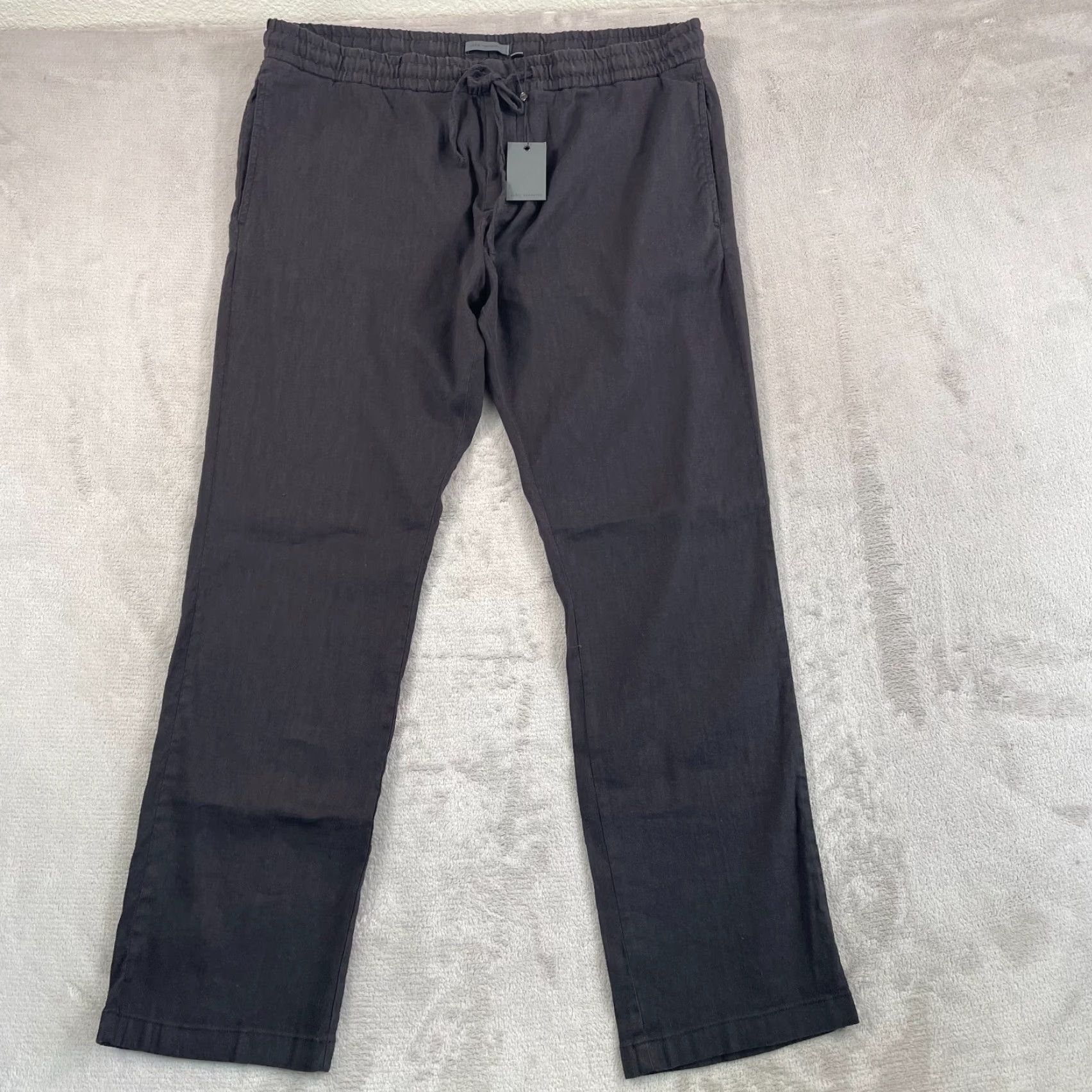 John Varvatos John Varvatos Campos Pants Men 40x33 Black Linen Blend Relaxed Fit NWT 248 Size US 40 / EU 56 - 3 Thumbnail