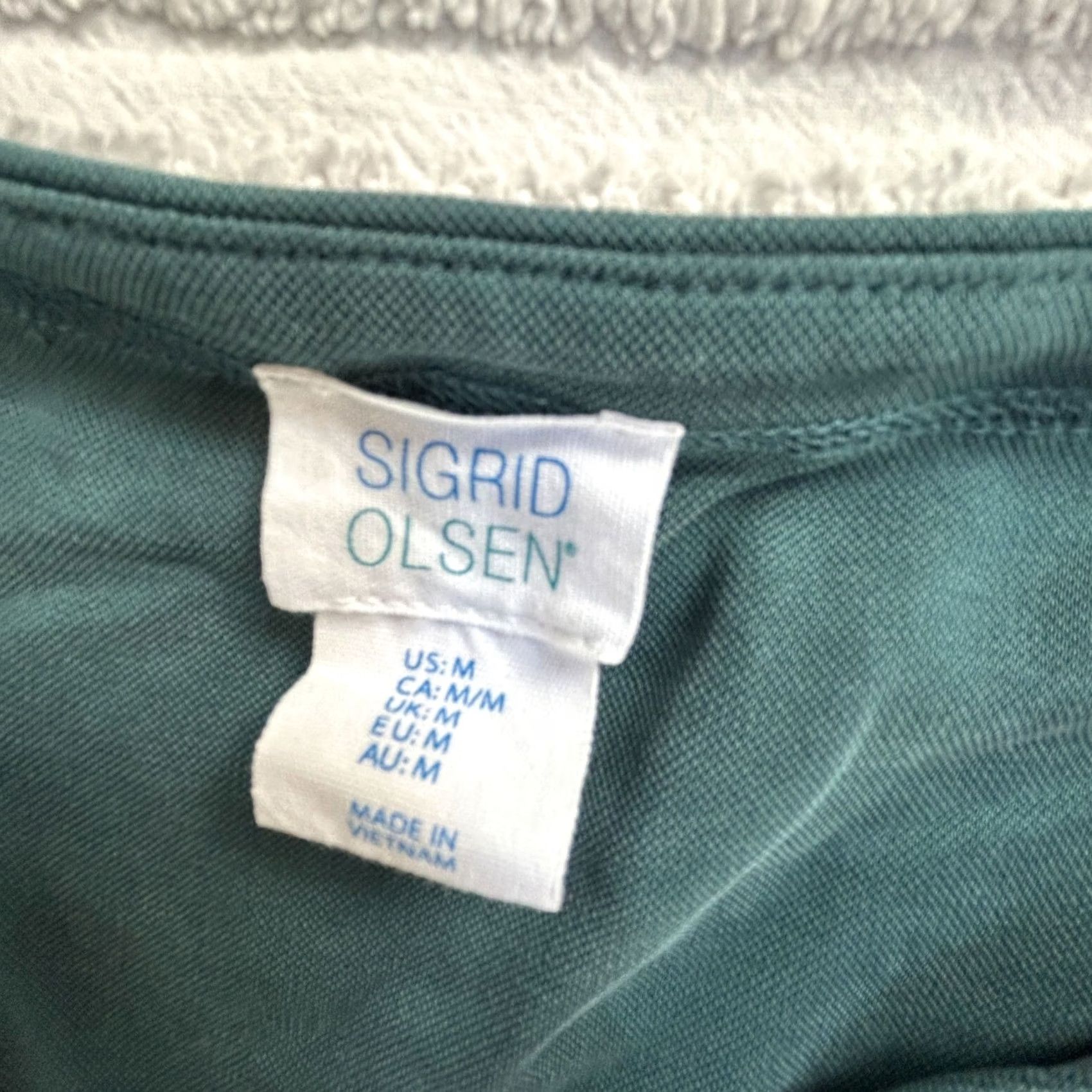 Vintage Sigrid Olsen Womens Sleeveless Green V-Neck A-Line Dress Medium Casual Pullover Size M / US 6-8 / IT 42-44 - 3 Thumbnail