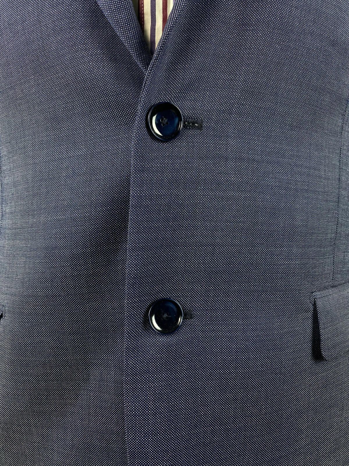 Paoloni Men Paoloni Blue Wool Two Button Sport Coat Balzer Size 50 Size 40R - 3 Thumbnail
