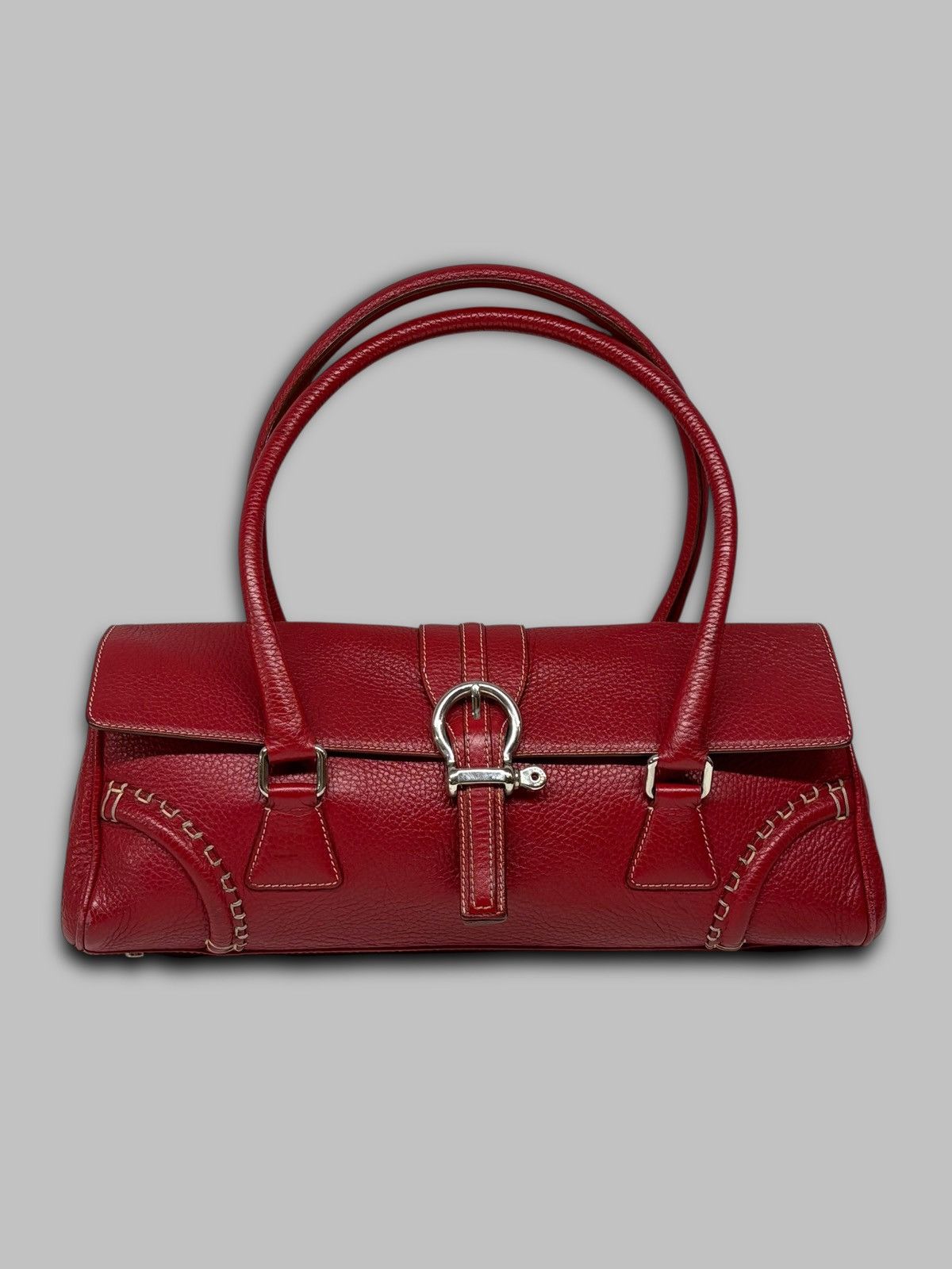 Burberry Burberry London Hot Red Leather Shoulder Bag Nova Check Size ONE SIZE - 1 Thumbnail
