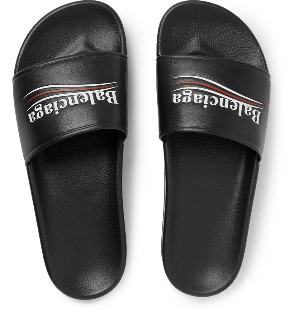 Balenciaga Leather Campaign Logo Slide Pool Sandal Flip Flop Flat 44 11 Size US 11 / EU 44 - 7 Thumbnail