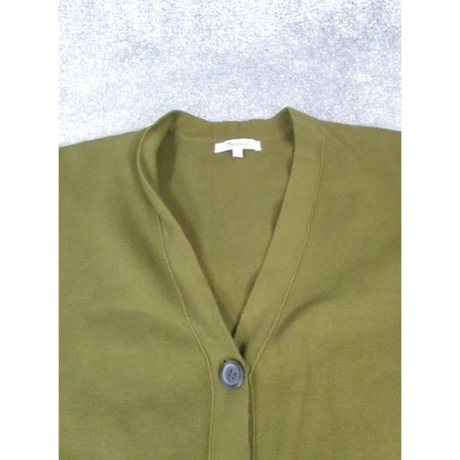 Madewell VINTAGE Madewell Sweater Cardigan Womens Small Green Cotton Blend Oversized Knit V-Neck Long Sleeve Size S / US 4 / IT 40 - 2 Thumbnail
