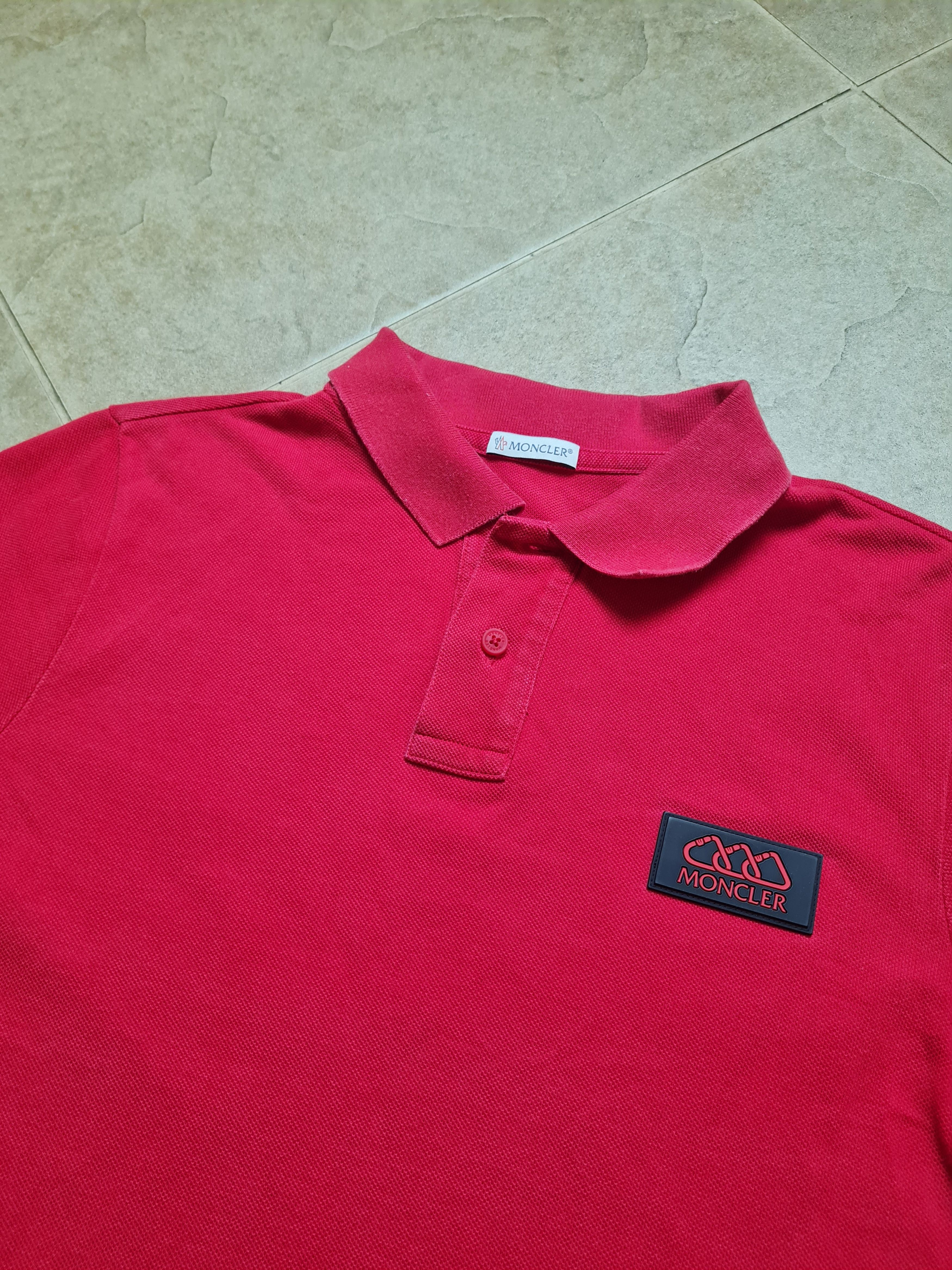 Moncler Mens T-Shirt MONCLER Logo Patch Polo Shirt In Red Size S Size US S / EU 44-46 / 1 - 10 Thumbnail
