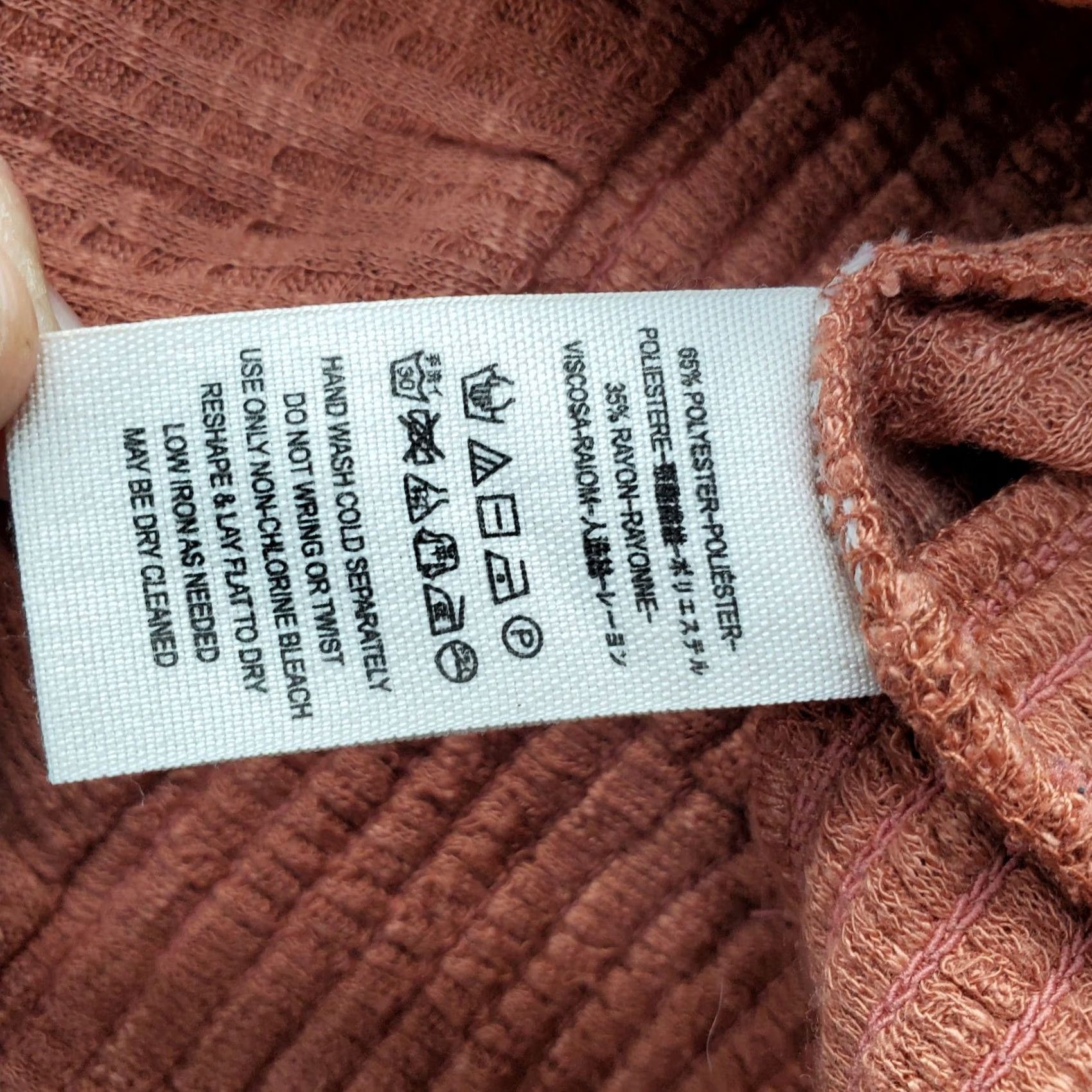 Free People Free People Cropped Top Womens XS Brown Mock Neck Button Back Long Sleeve Size XS / US 0-2 / IT 36-38 - 5 Thumbnail