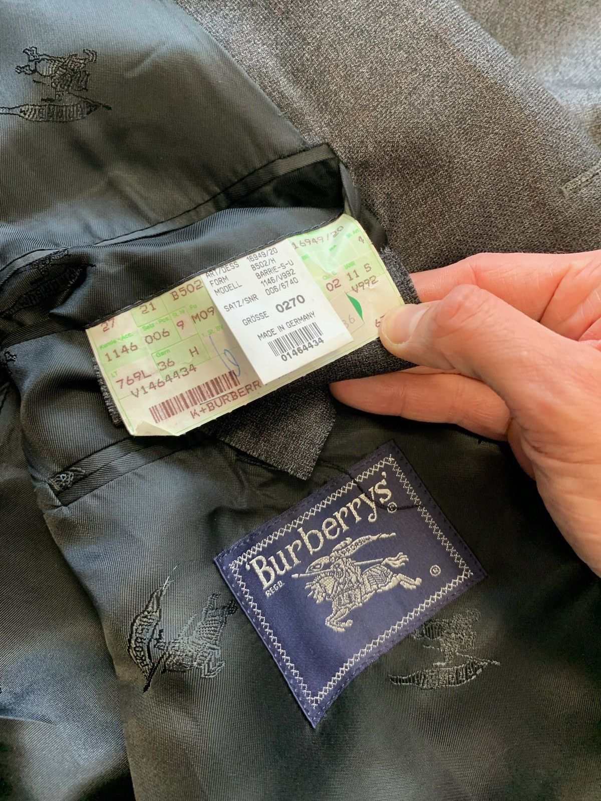Burberry × Vintage Burberrys mens blazer jacket size 027 27 grey Size 52R - 8 Thumbnail