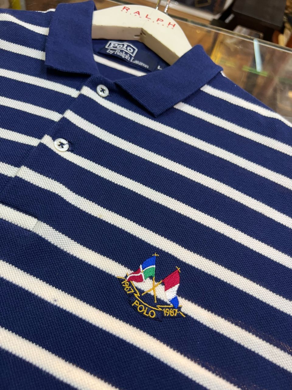 image of Vintage Polo Ralph Laurent Cross Flag in Blue Mix, Men's (Size Large)