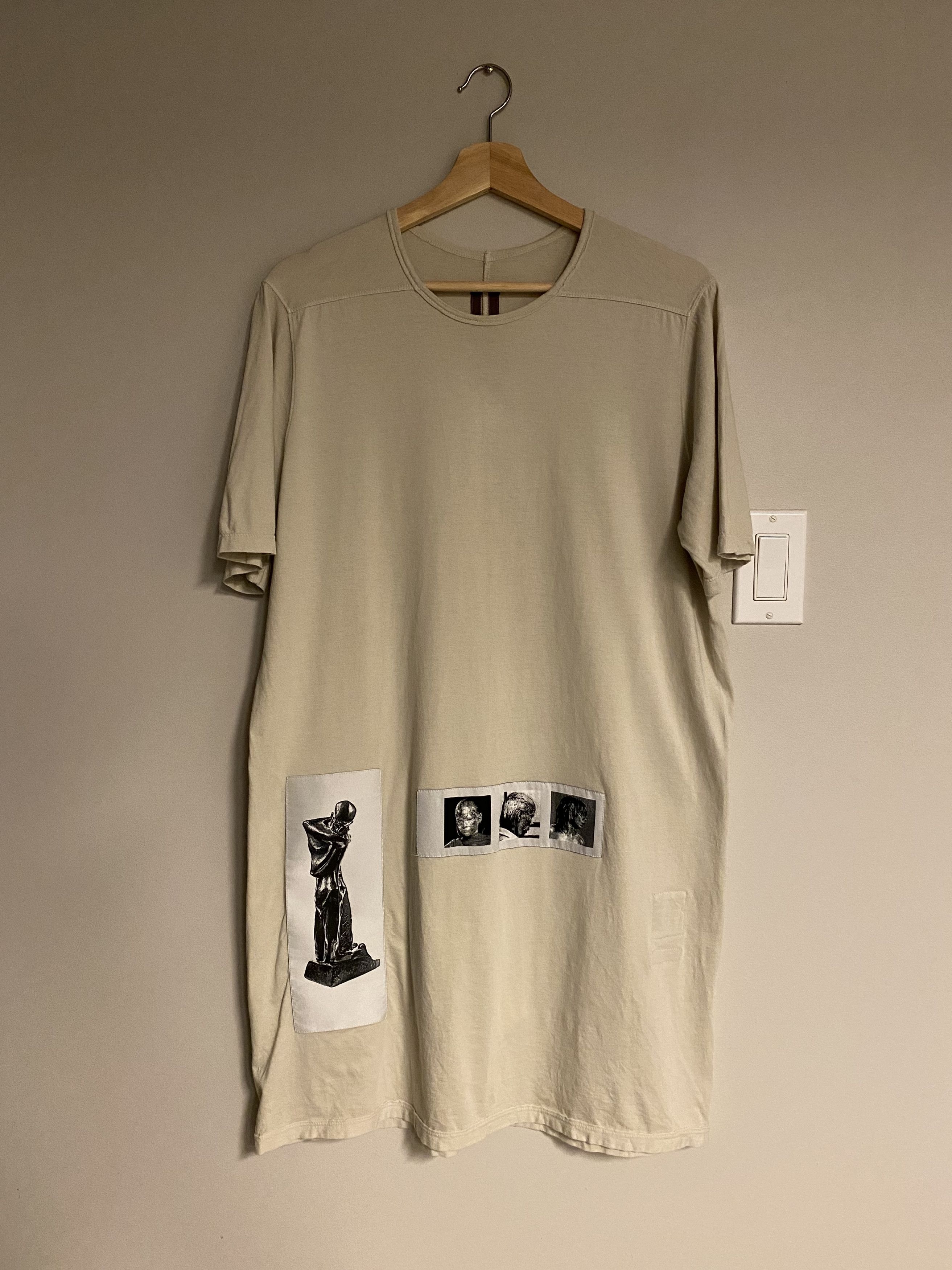 image of Rick Owens Drkshdw Patch Level Tee Ss2017 in Pearl, Men's (Size Large)