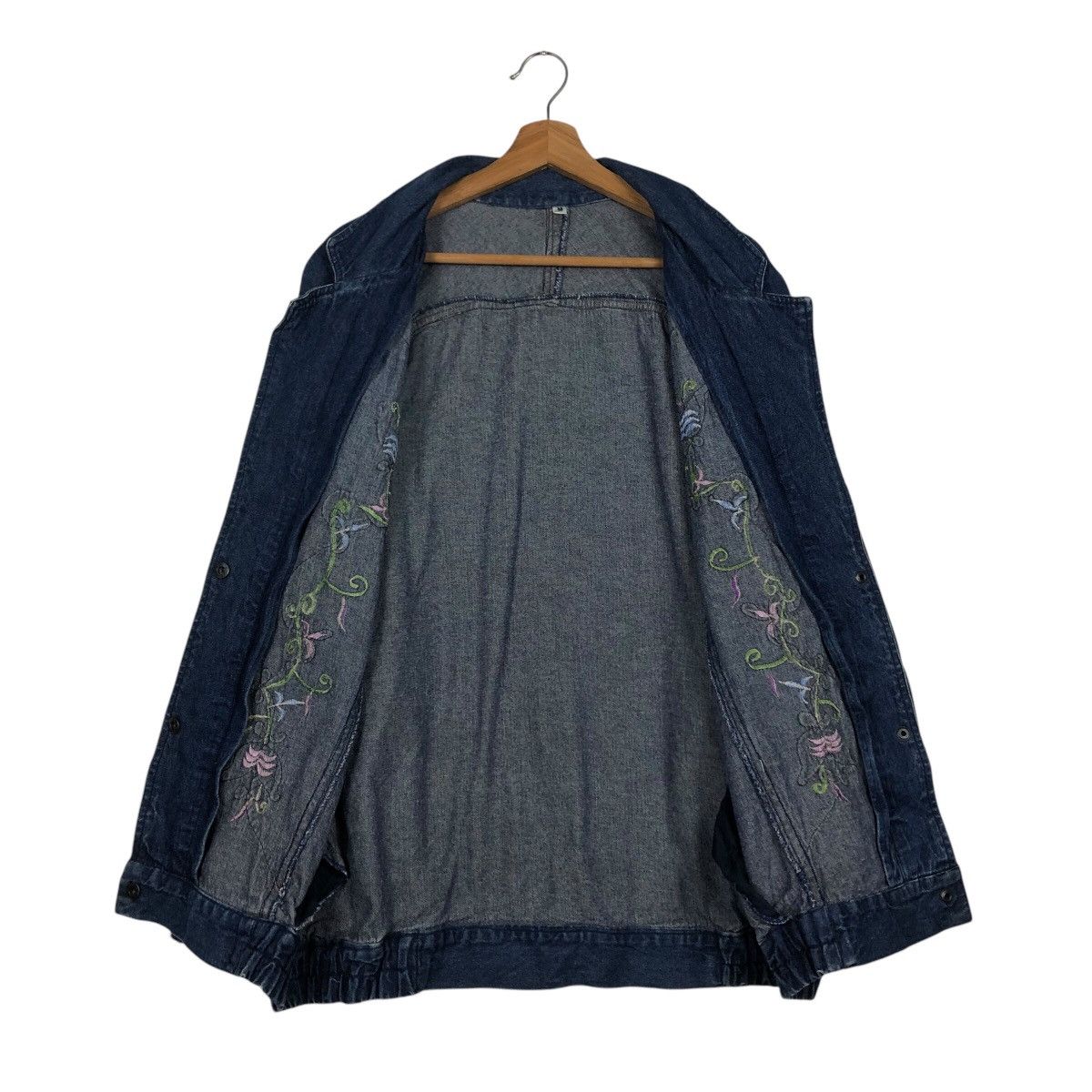 Japanese Brand 📌Vintage Denim Jacket Unbranded Floral Embroidered Big Logo Size US M / EU 48-50 / 2 - 14 Thumbnail
