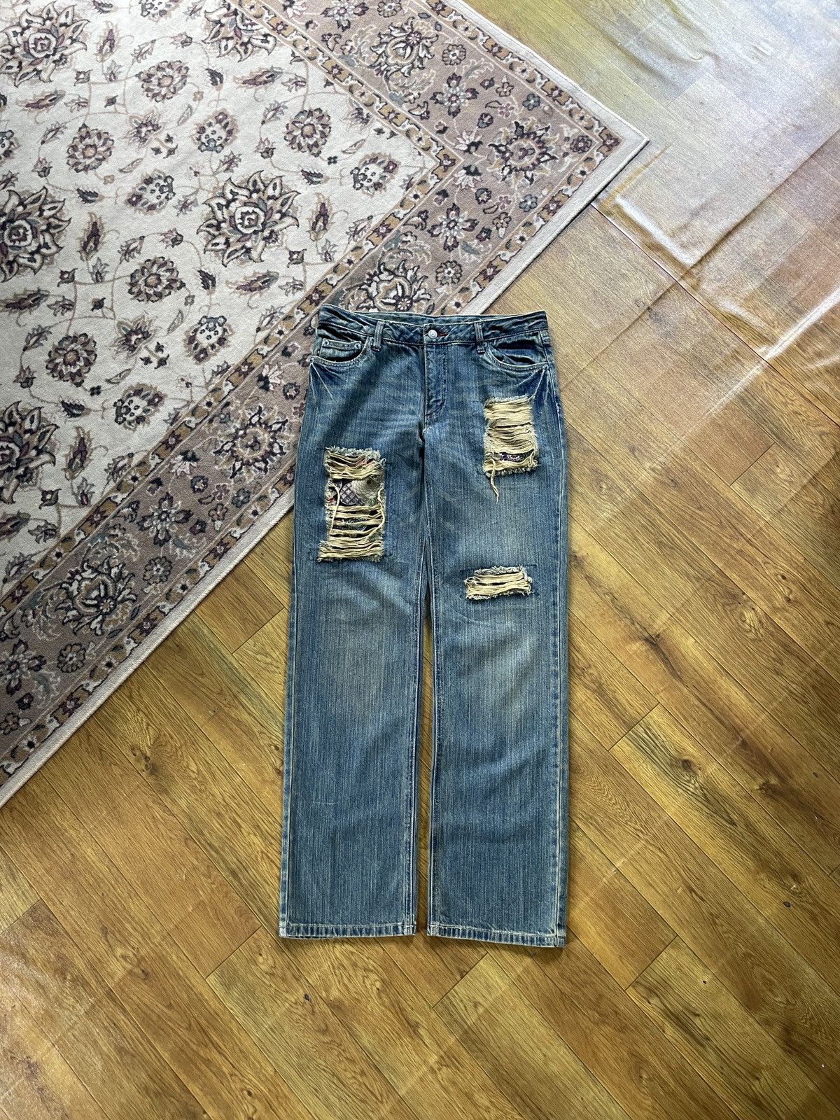 Japanese Brand Straight Relaxed Distressed Denim Size US 31 - 1 Thumbnail