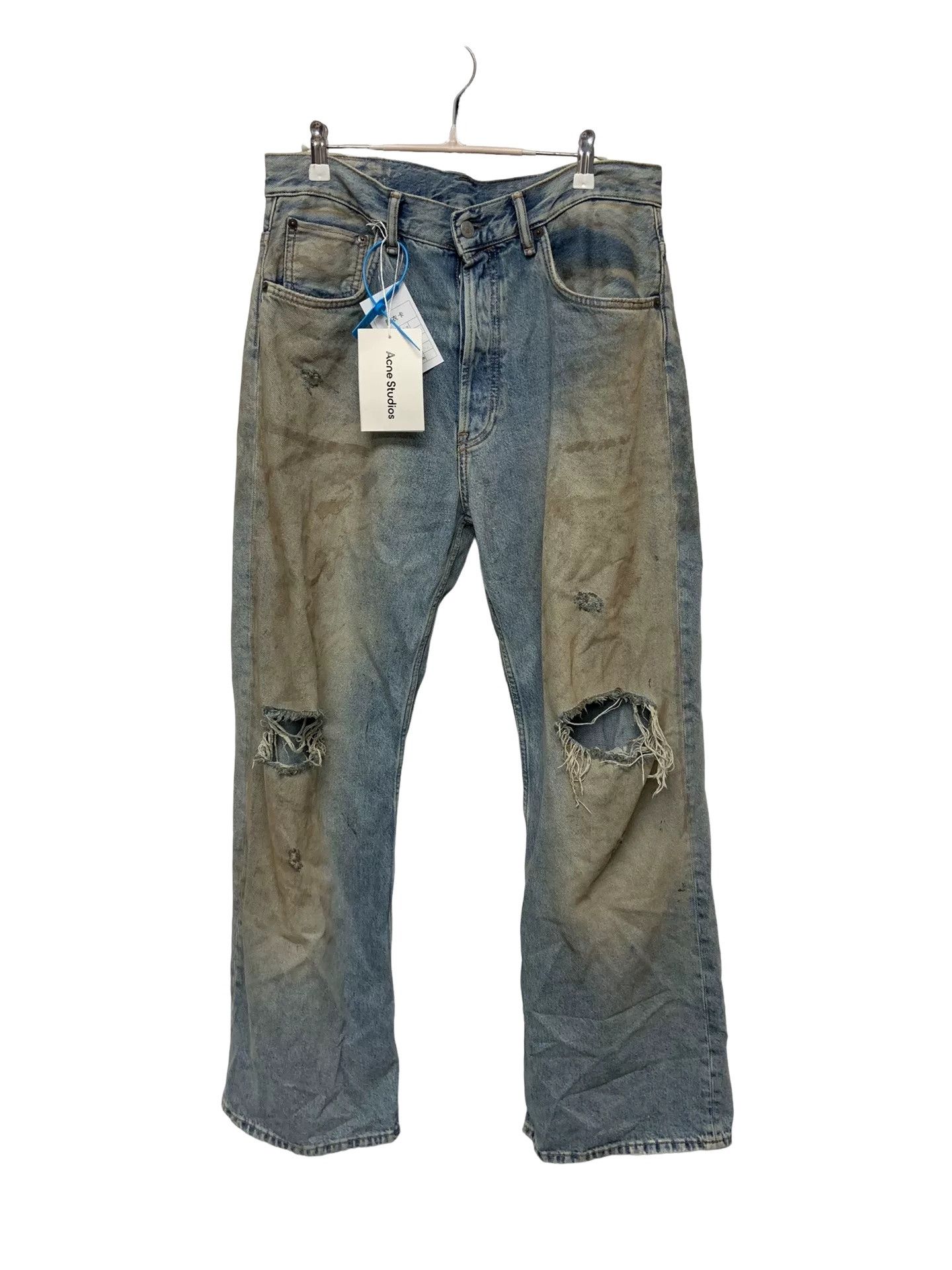 Acne Studios Acne Studios Dirty Wash Distressed Wide Leg Jeans 32 Size US 32 / EU 48 - 1 Thumbnail