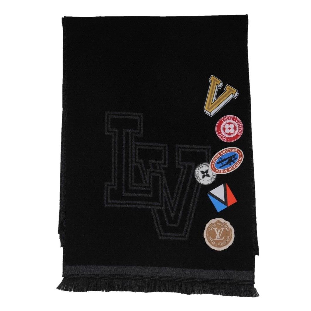 Louis Vuitton Lv Logo College University League Fringe Scarf Gray Black Size ONE SIZE - 1 Thumbnail