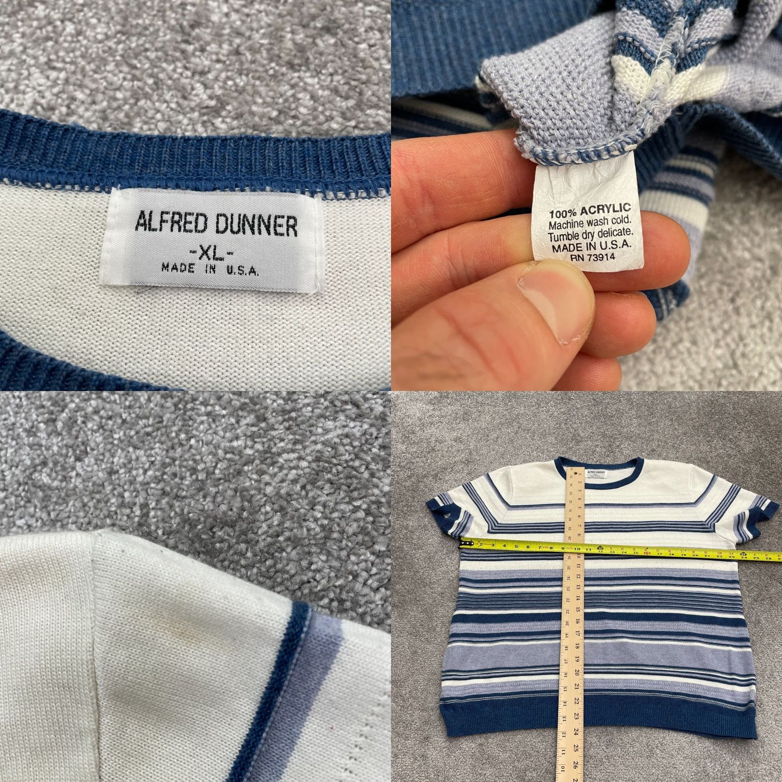 Vintage Alfred Dunner Pullover Sweater Womens XL Blue Striped Casual Crew Neck Size XL / US 12-14 / IT 48-50 - 8 Thumbnail