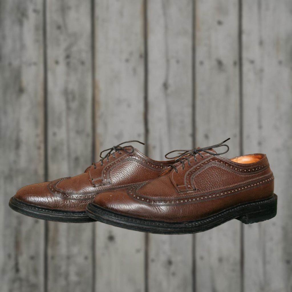 Vintage VINTAGE Haig & Son Brown Leather Longwing Wingtips Mens Dress Shoes Sz. 9C UK Made in England Brogue Leather Upper Fass? Size US 9 / EU 42 - 1 Thumbnail
