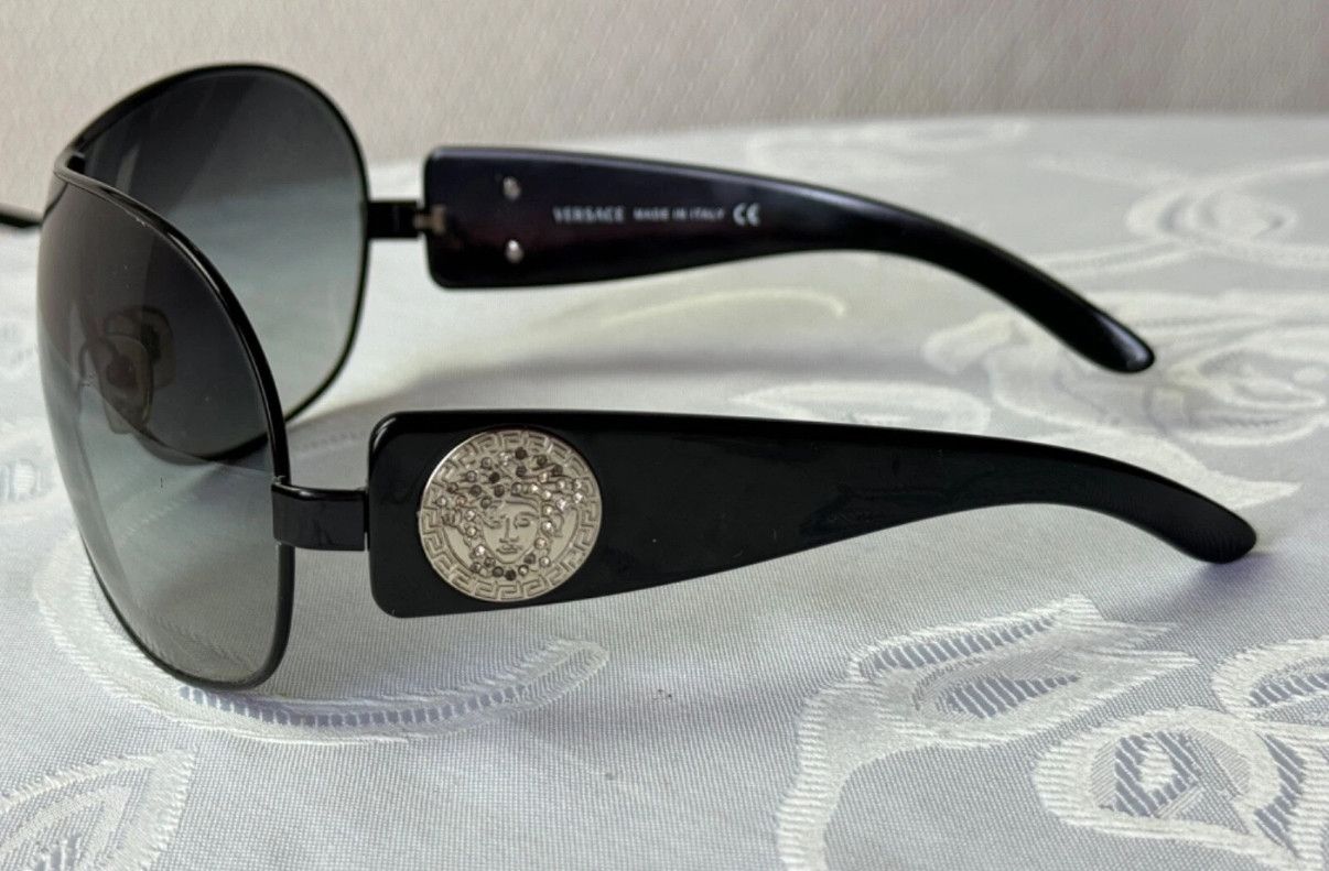 Versace Versace Wrap Sunglasses Medusa logo Swarovski crystals Size ONE SIZE - 5 Thumbnail