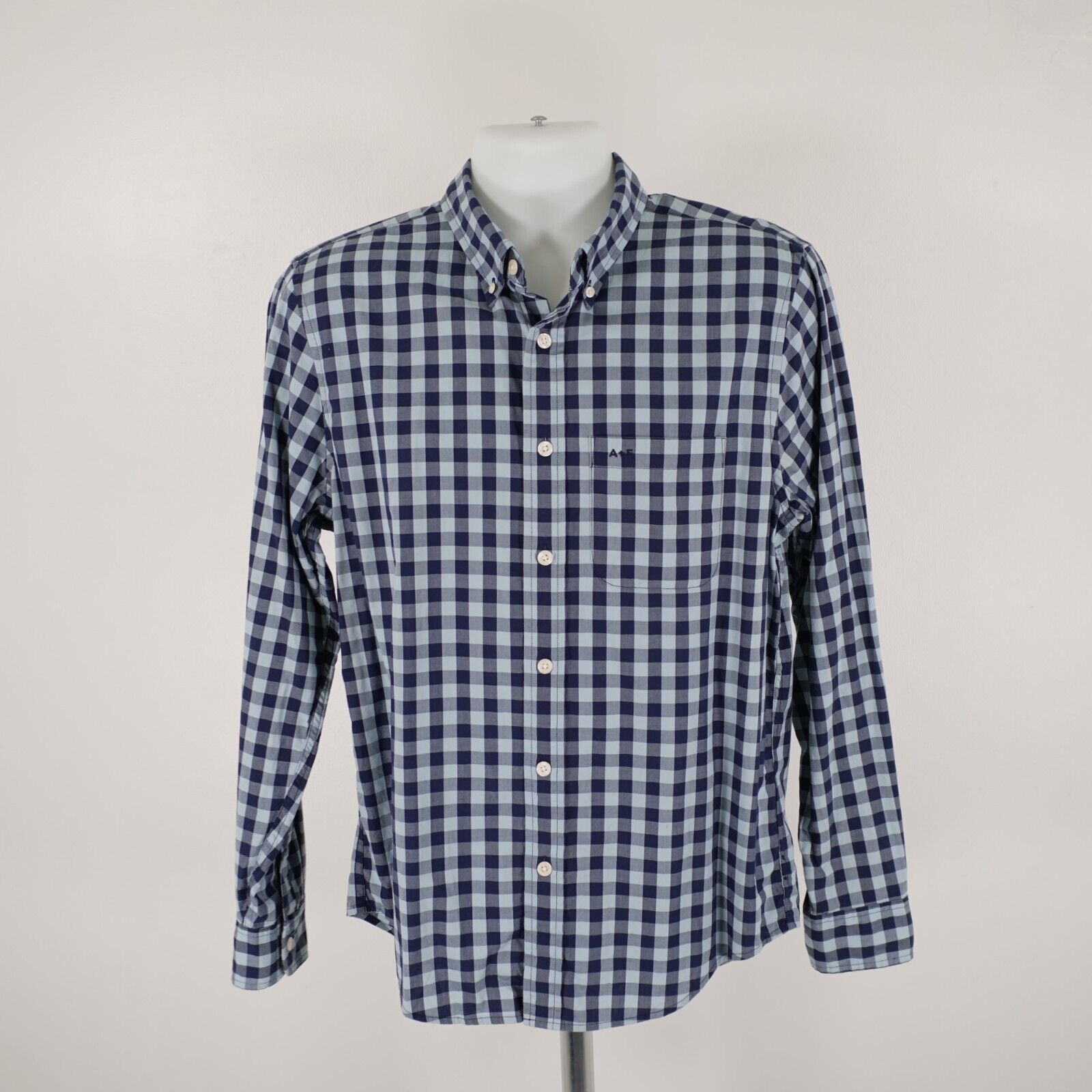 Abercrombie & Fitch Abercrombie & Fitch Blue Plaid Pocket Front Collared Cotton Size US L / EU 52-54 / 3 - 5 Thumbnail