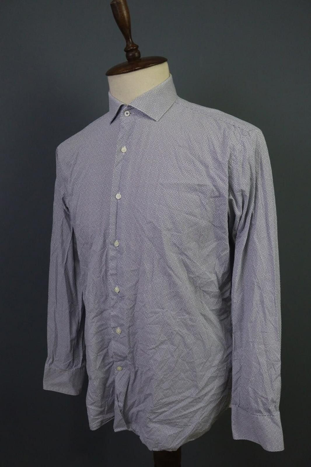 Ted Baker Ted Baker Blue Geometric 100% Cotton Shirt Size 34/35 Size 38R - 11 Thumbnail