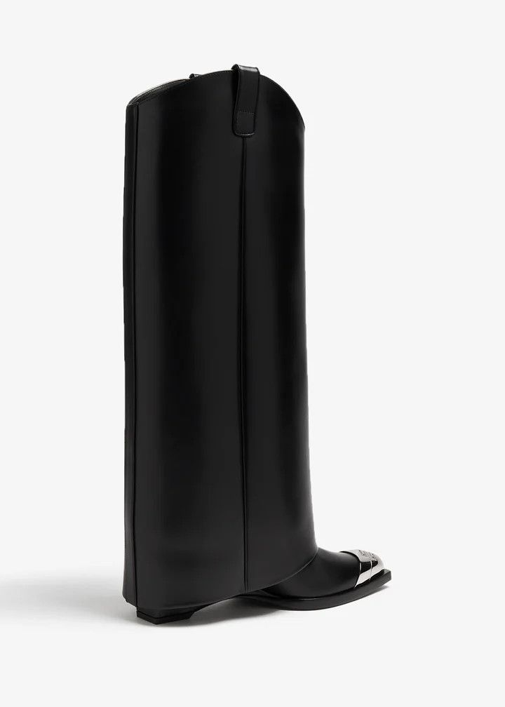 Givenchy o1n1vont0226 Shark Lock Cowboy Boots in Black Size US 7 / IT 37 - 3 Thumbnail