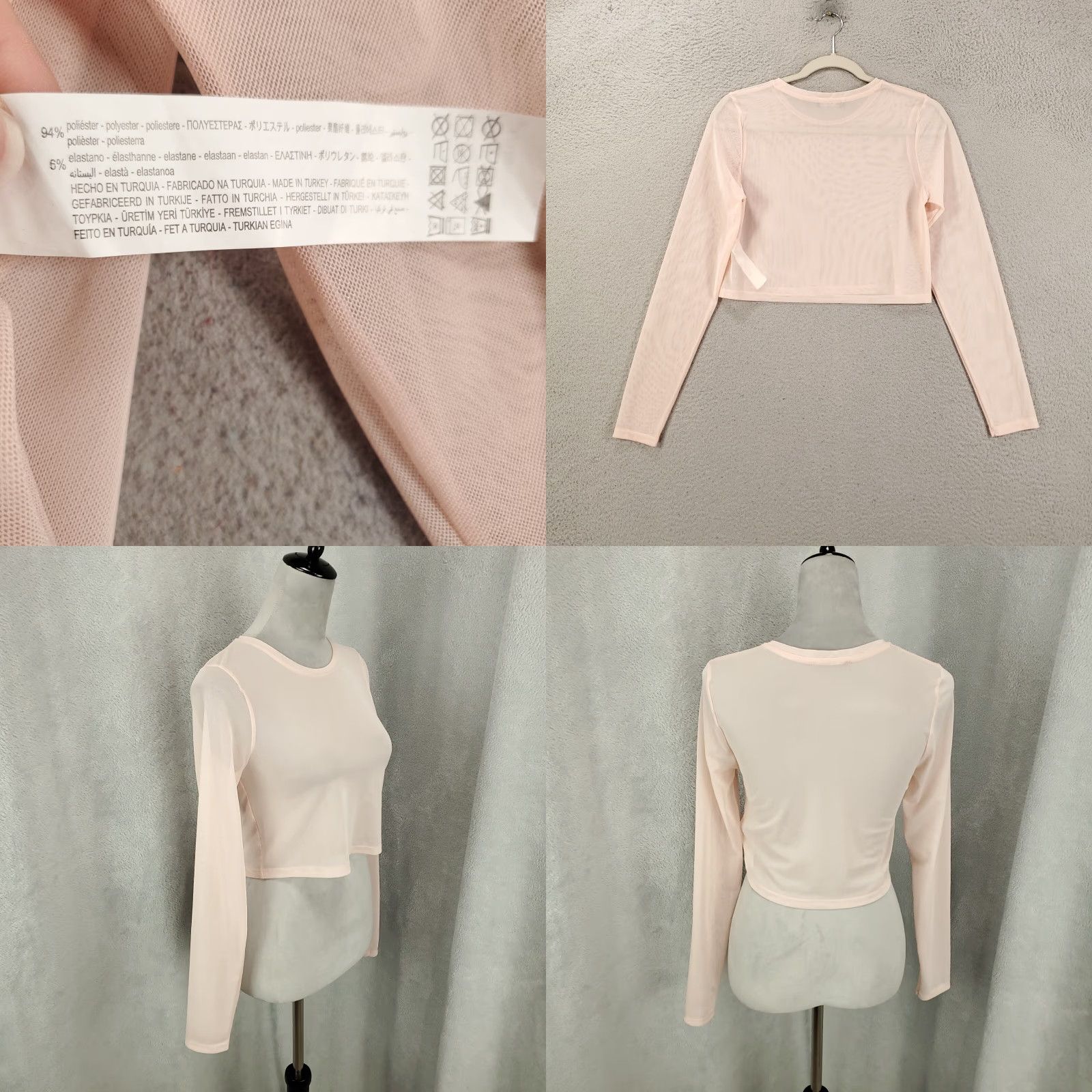 Zara **Y2K Zara Women's Large Pink Lightweight Long Sleeve Cropped Blouse** User: **Y2K Zara Women's Large Pink Lightweight Long Sleeve Crop Top** Size L / US 10 / IT 46 - 8 Thumbnail