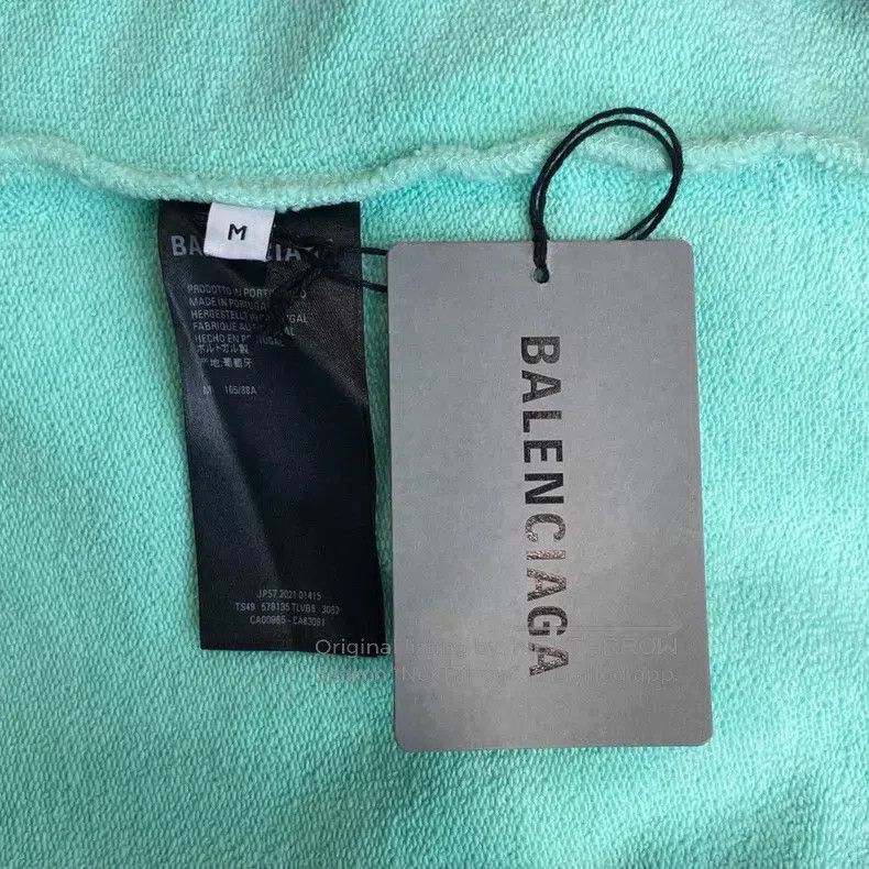 Balenciaga Balenciaga Mint Green Logo Embroidered Hooded Sweatshirt Size US M / EU 48-50 / 2 - 5 Thumbnail