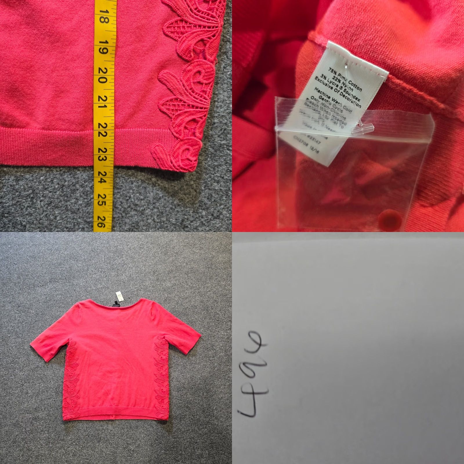 Talbots Talbots Cardigan Womens Large Pink Pima Lace ShortSleeve Stretch Casual Sweater Size L / US 10 / IT 46 - 8 Thumbnail