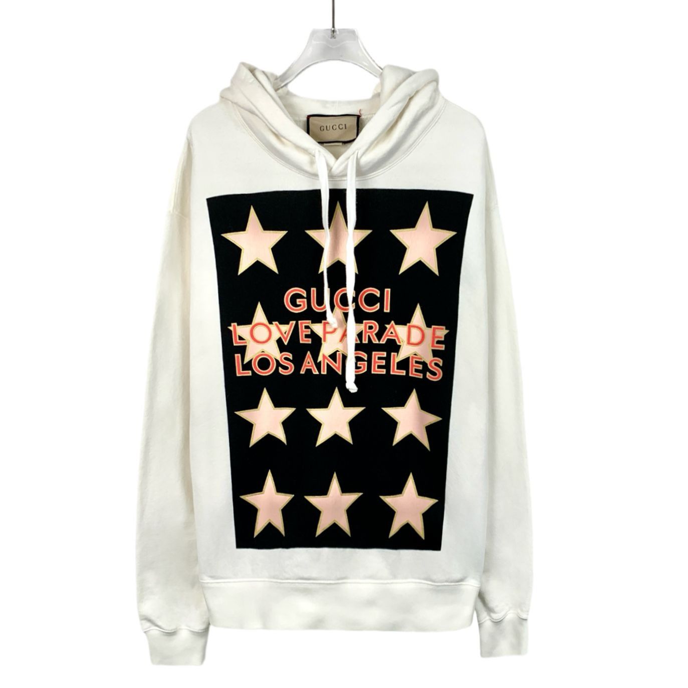 Gucci [Gucci] White Logo Star Print Hooded Sweatshirt M Size M / US 6-8 / IT 42-44 - 1 Thumbnail