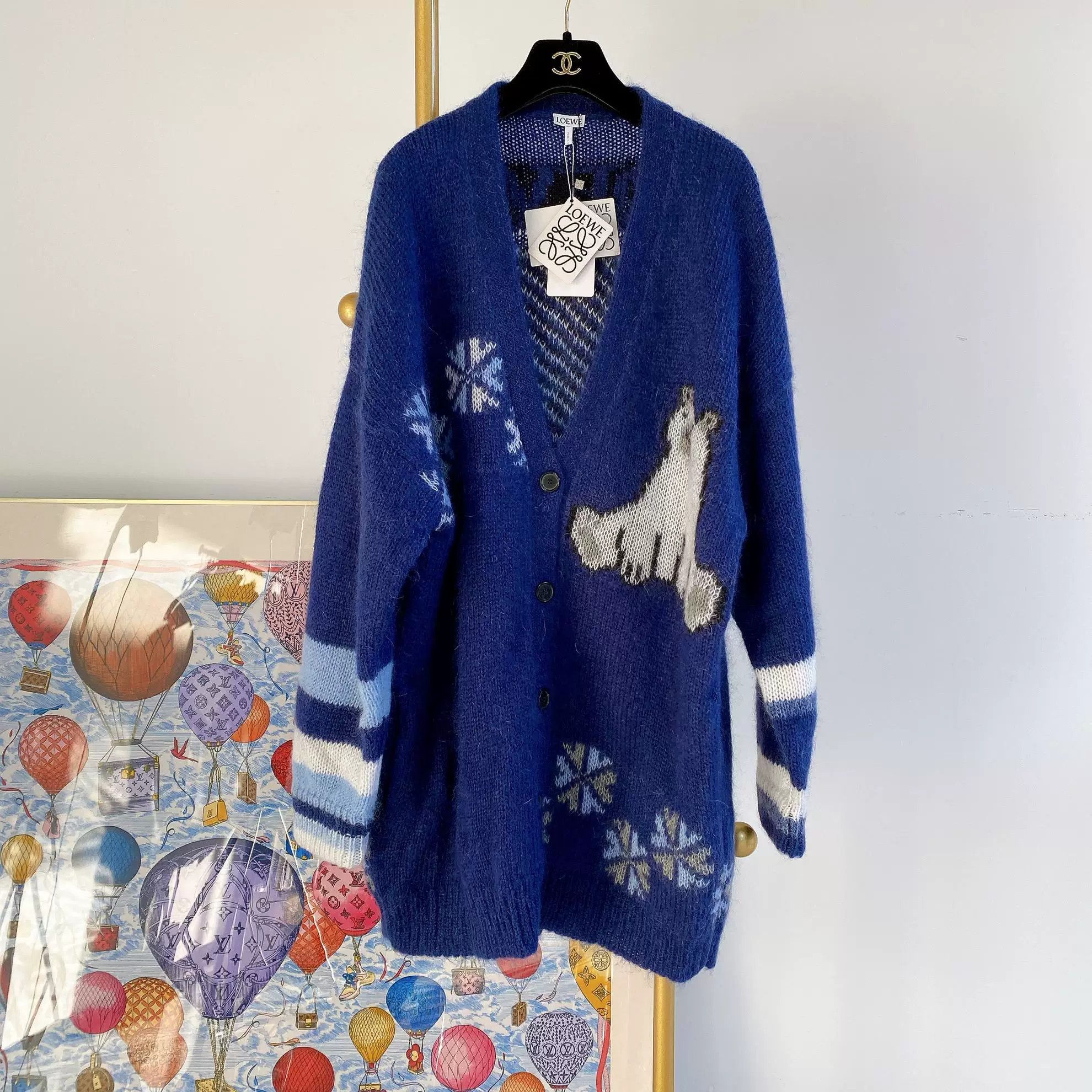 Loewe Loewe Blue Patterned Knit Cardigan Size M / US 6-8 / IT 42-44 - 1 Thumbnail