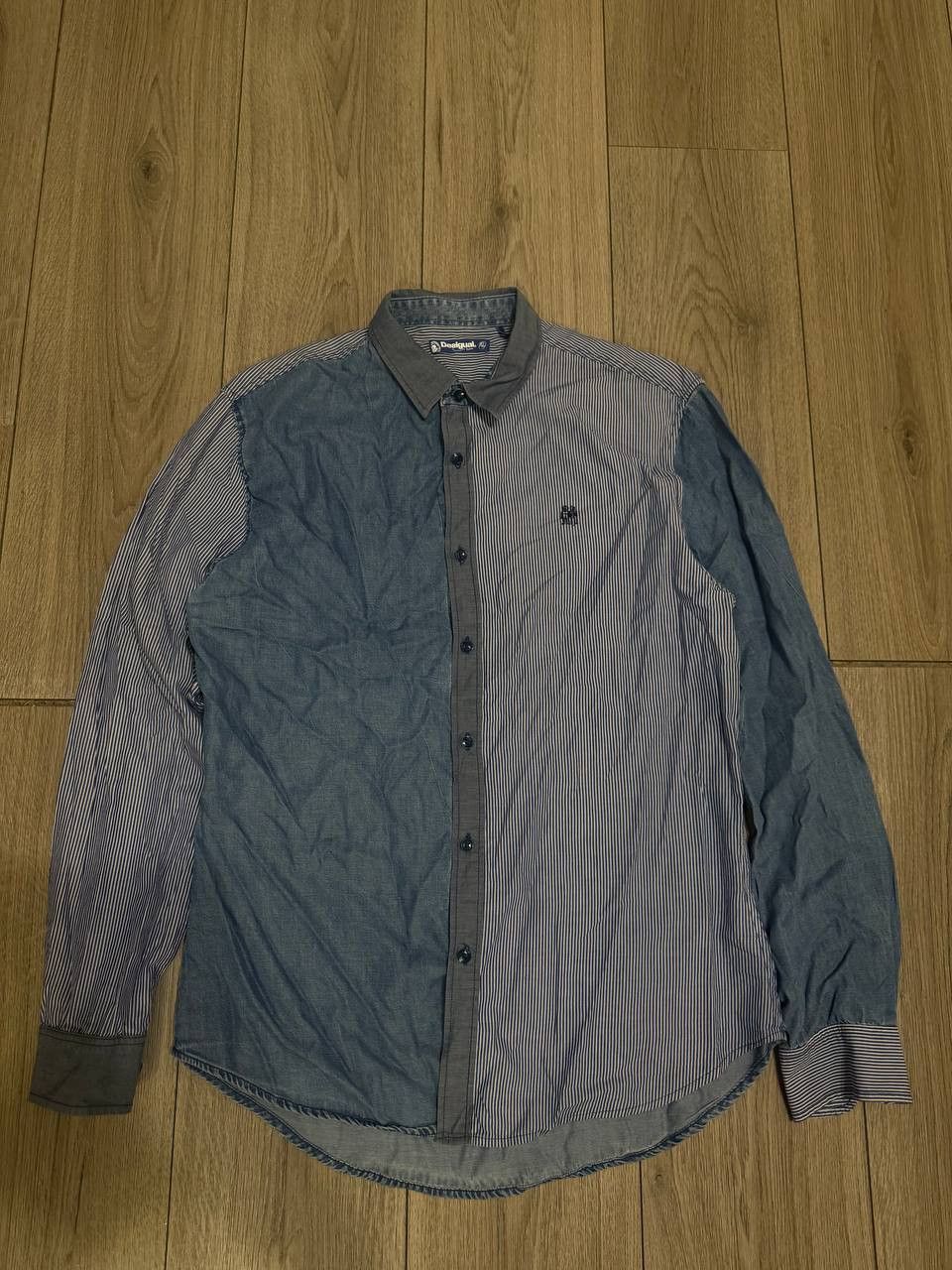 Desigual Desigual Shirt Men XL Blue Regular Long Sleeve Avant-Garde Size US XL / EU 56 / 4 - 1 Thumbnail