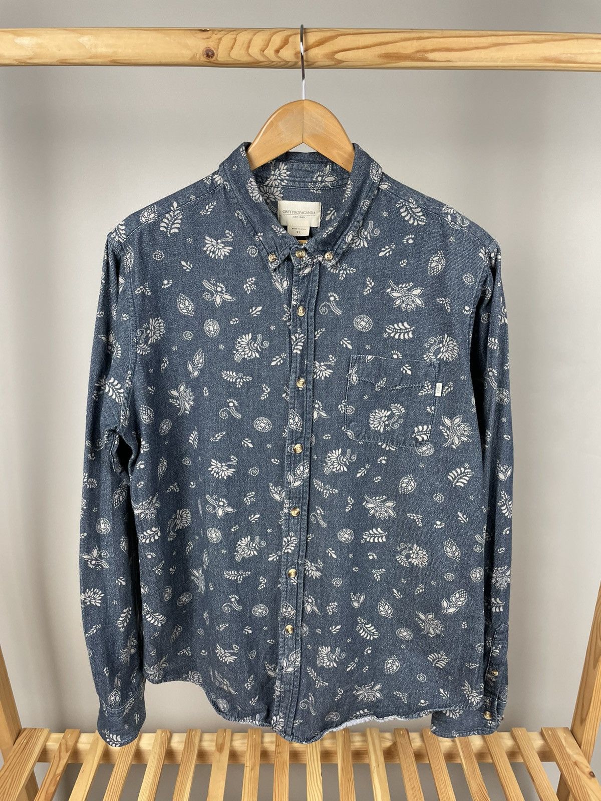 Obey × Vintage Obey propaganda denim bandanna shirt size xl Size US XL / EU 56 / 4 - 1 Thumbnail