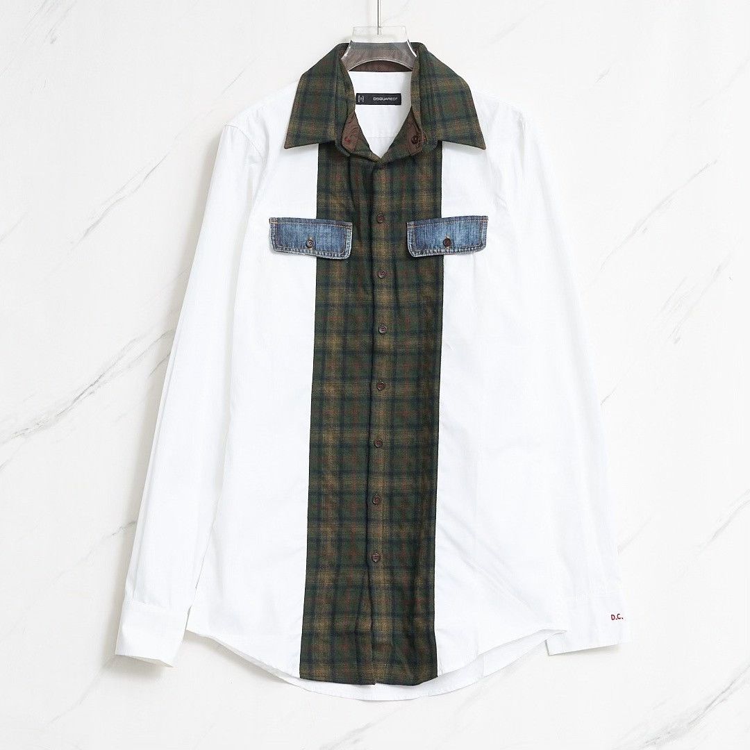 Dsquared2 Dsquared2 Men's Plaid Patchwork Shirt Size US M / EU 48-50 / 2 - 1 Thumbnail