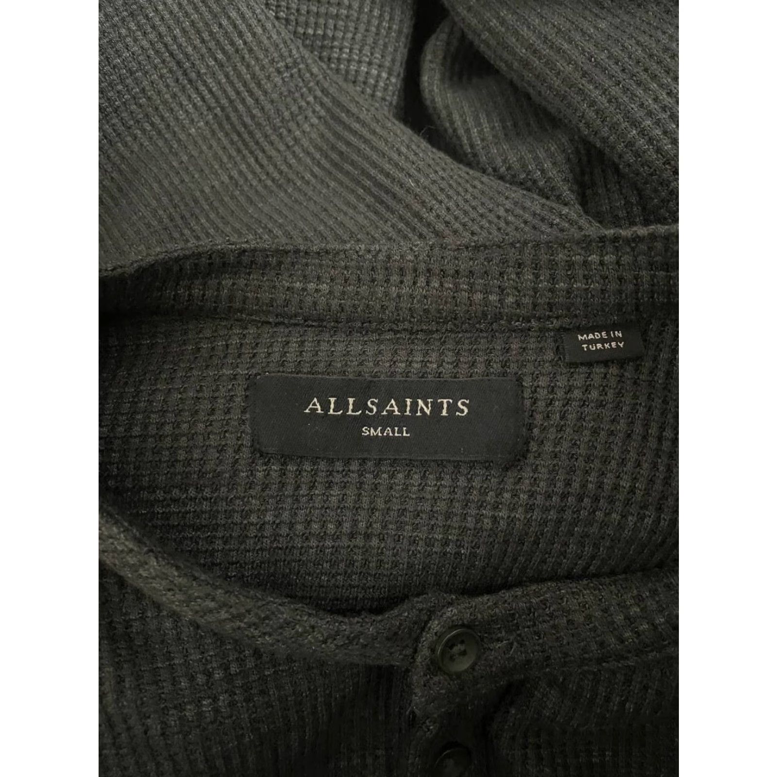 Allsaints AllSaints Mens Henley Knit Sweatshirt S Black Viscose Long Sleeve Shirt Sweatshirt Size US S / EU 44-46 / 1 - 3 Thumbnail