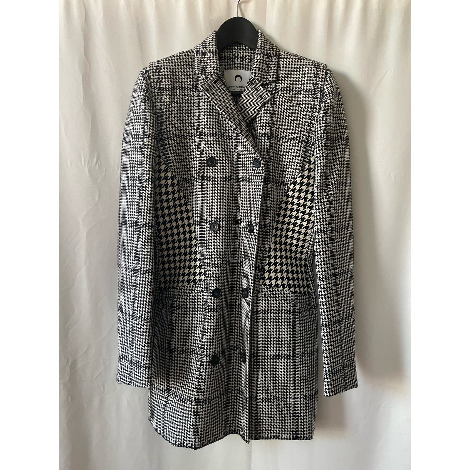 image of Fw20 Marine Serre Grey Glen Check Houndstooth Blazer Size M, Women's