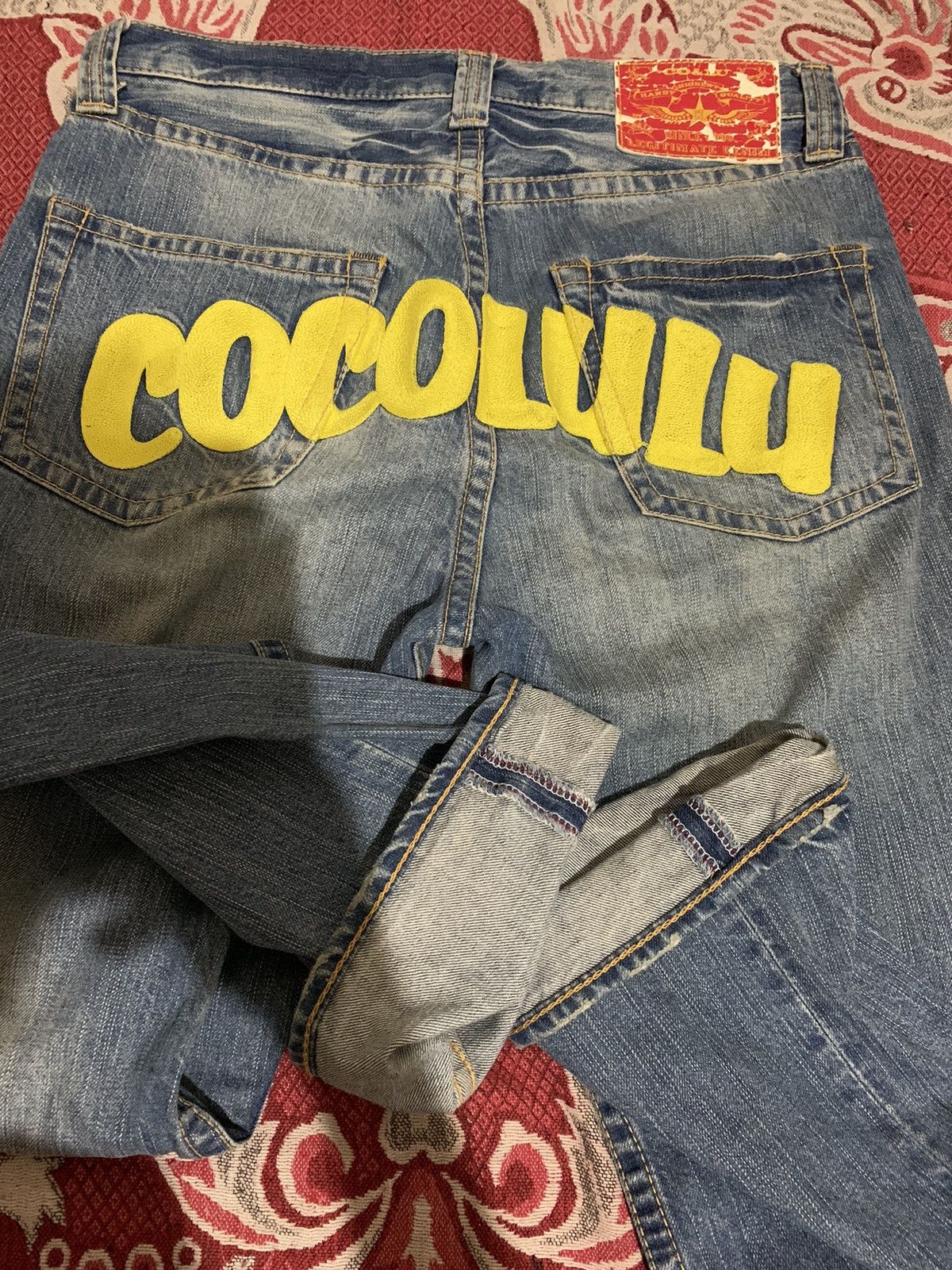 Japanese Brand Designer Co&Lu COCOLULU embroidery spellout logo jeans🔥 Size US 33 - 3 Thumbnail