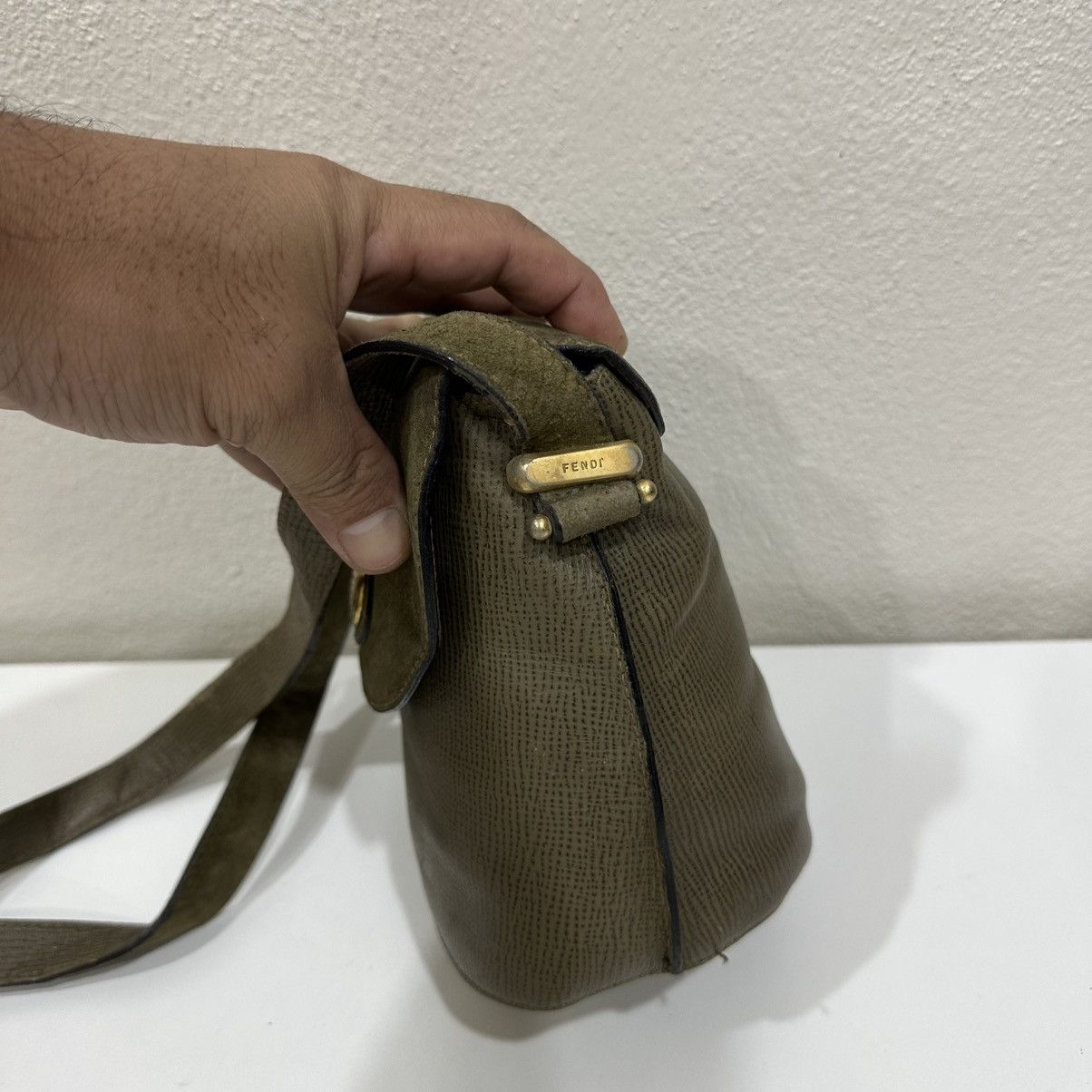 Fendi ‼️LD‼️FENDI ROMA OLIVE GREEN SUEDE FLAP MINI CROSSBODY BAG Size ONE SIZE - 5 Thumbnail