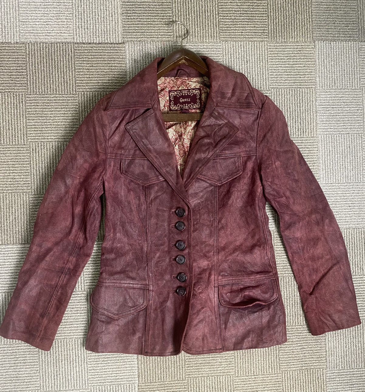 Guess Vintage Guess Flower Pattern Leather Jacket Size S / US 4 / IT 40 - 2 Thumbnail
