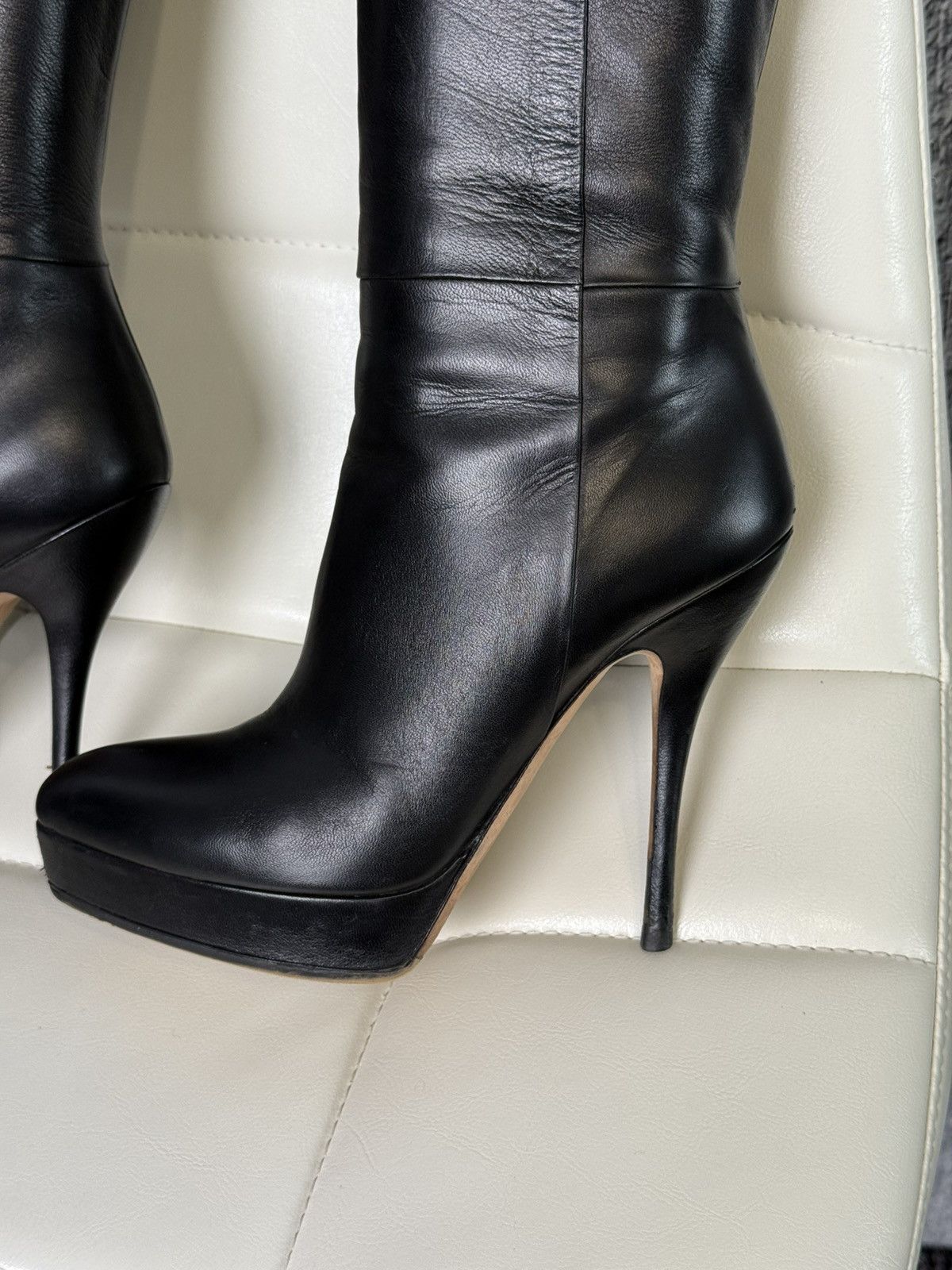 Gucci Gucci Charlotte Leather Knee Platform Stiletto Heel Zip Boot Size US 6.5 / IT 36.5 - 3 Thumbnail