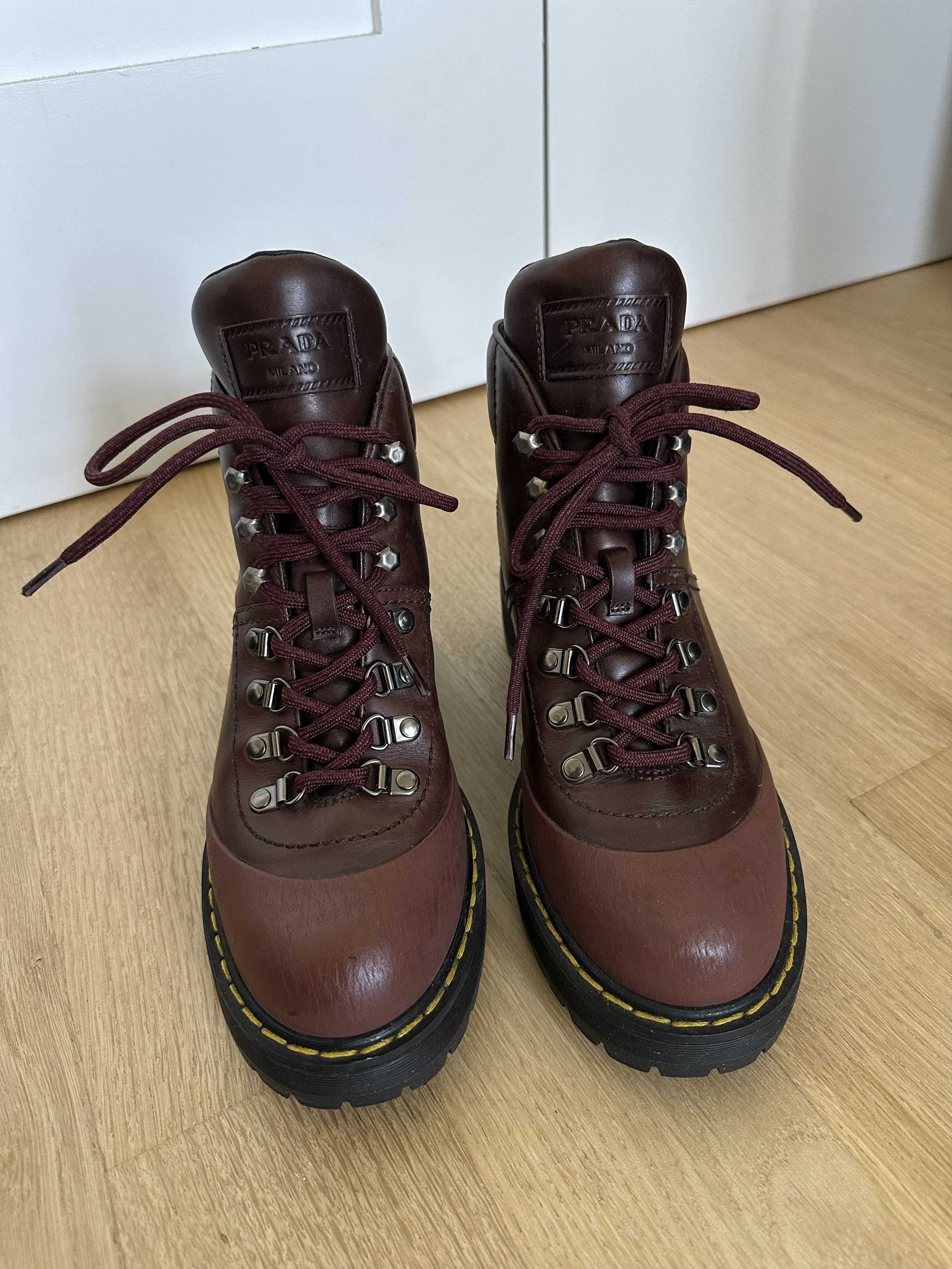 PRADA LEATHER ANKLE BOOTS