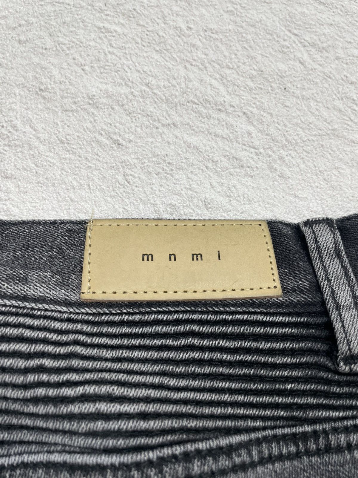Japanese Brand Black washed biker denim jeans ribbed knee panel zipper Size US 31 - 11 Thumbnail