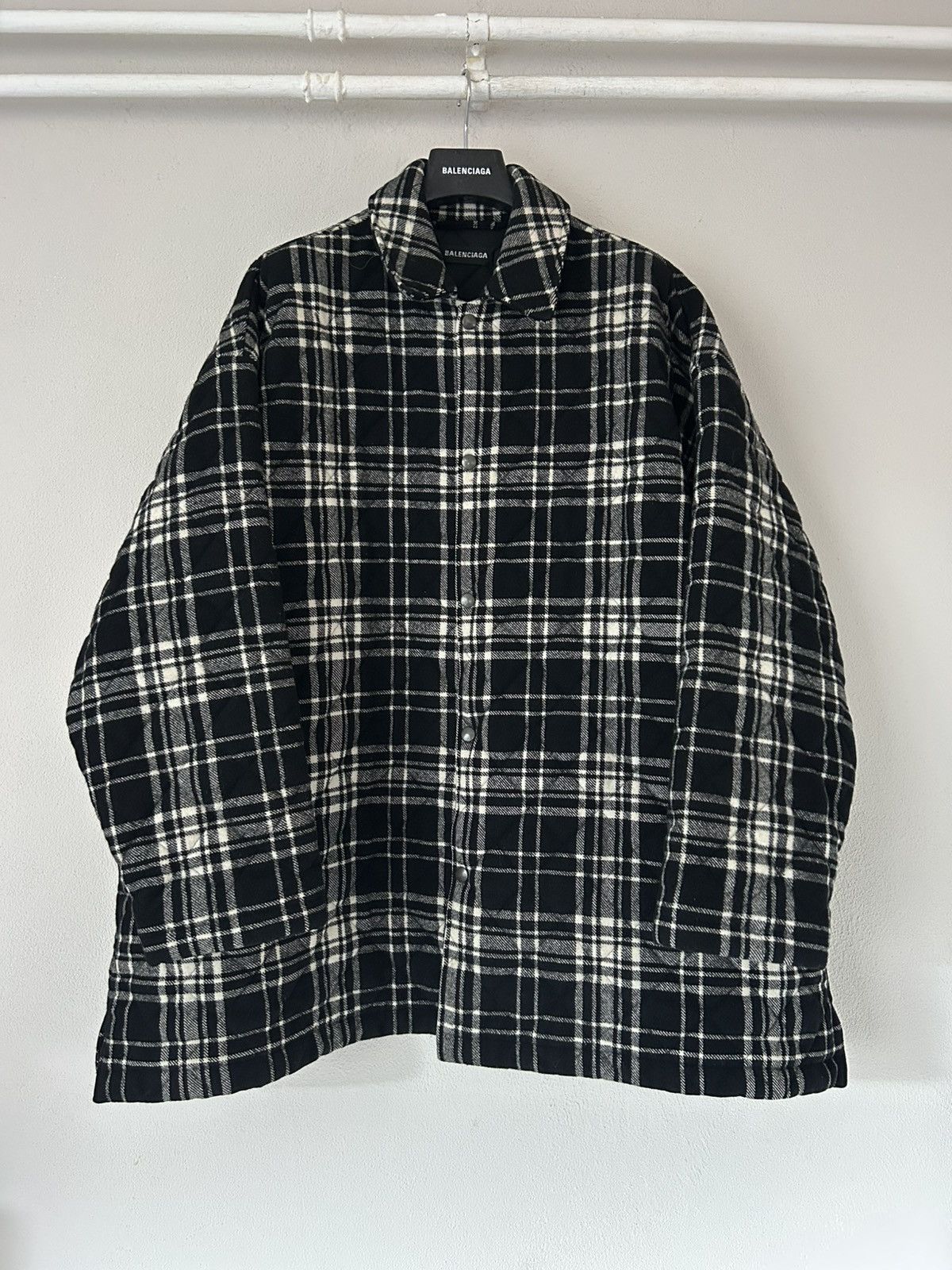 Balenciaga FW18 Oversized Quilted Plaid Jacket Size US L / EU 52-54 / 3 - 1 Thumbnail