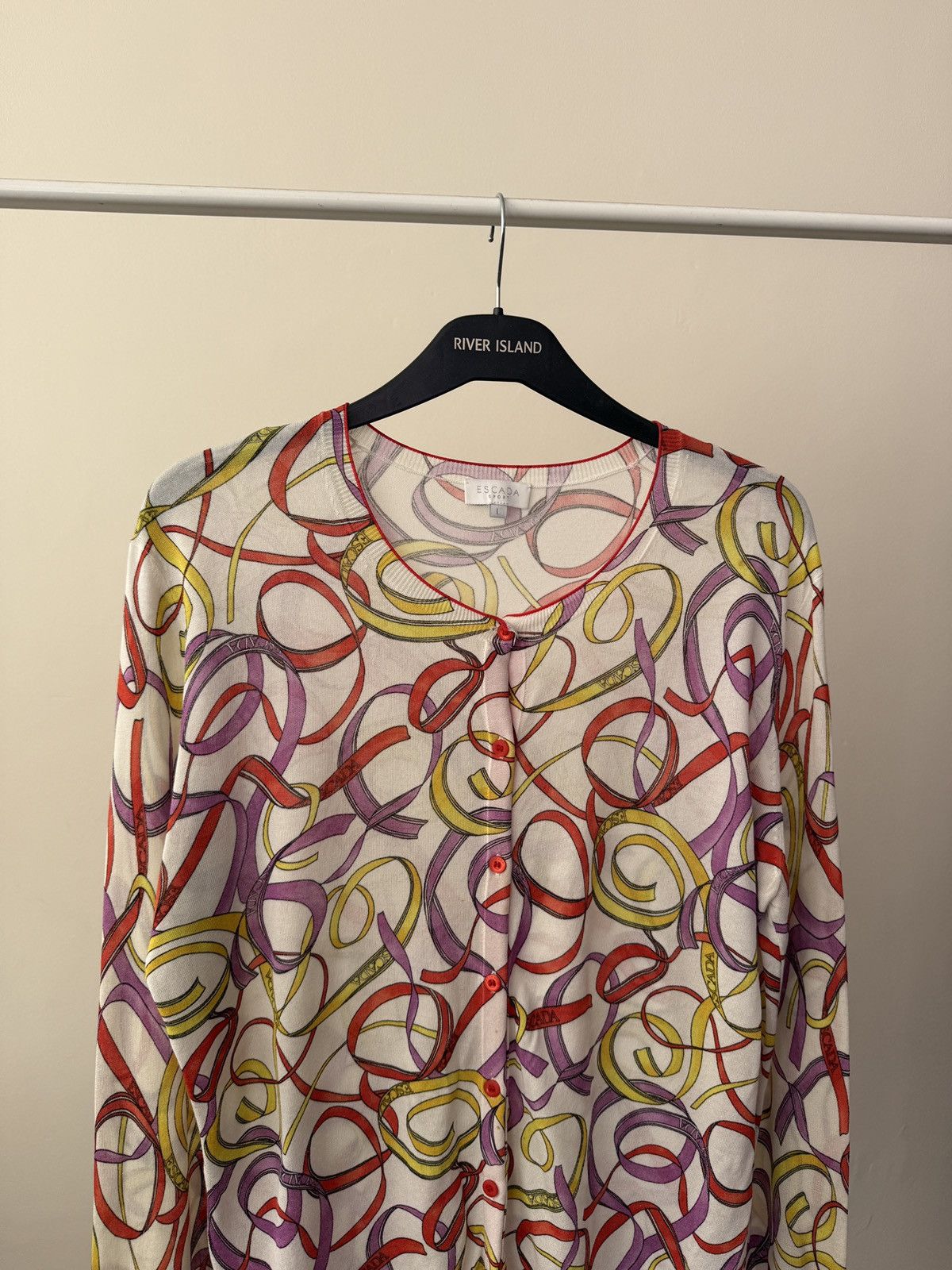 Escada Vintage Escada Sport Sheer women’s Cardigan Top Abstract Size L / US 10 / IT 46 - 3 Thumbnail