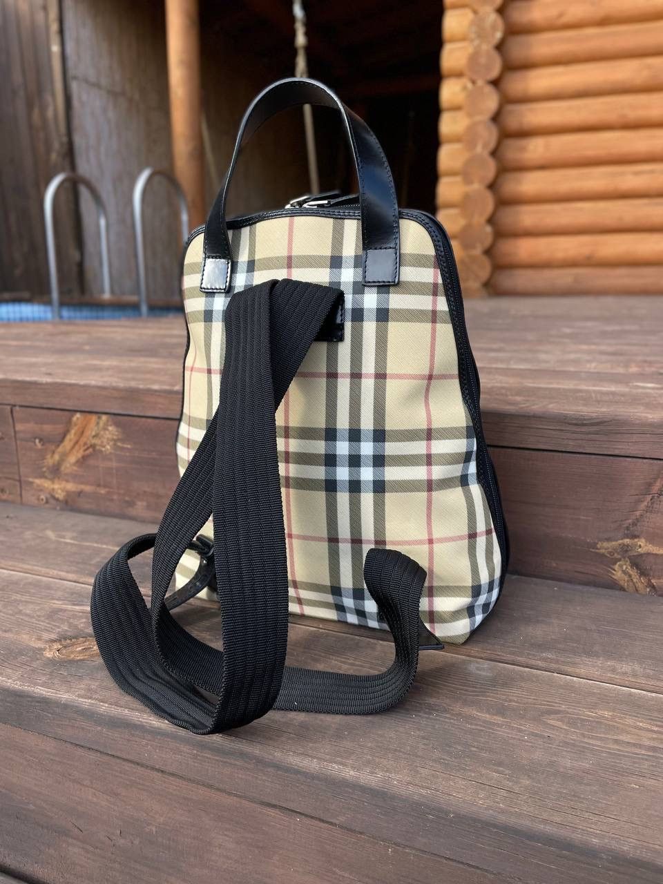 Burberry Burberry Leather Nova Check Coated Canvas Backpack Size ONE SIZE - 2 Thumbnail