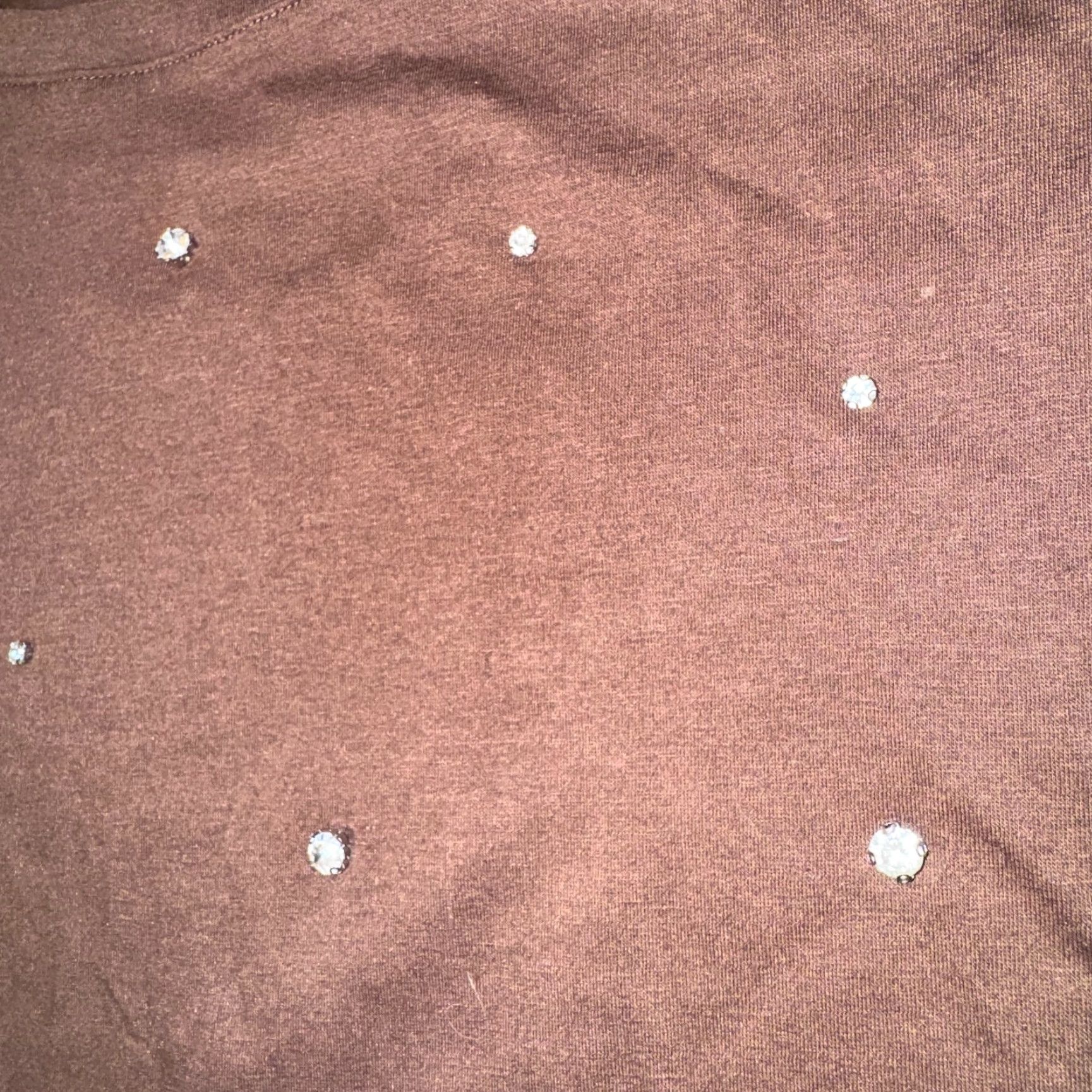 Vintage Gilded Intent T-Shirt Short Sleeve Crew Neck One Size Brown Logo Rhinestone Bling Casual Womens Vintage: No Size ONE SIZE - 4 Thumbnail