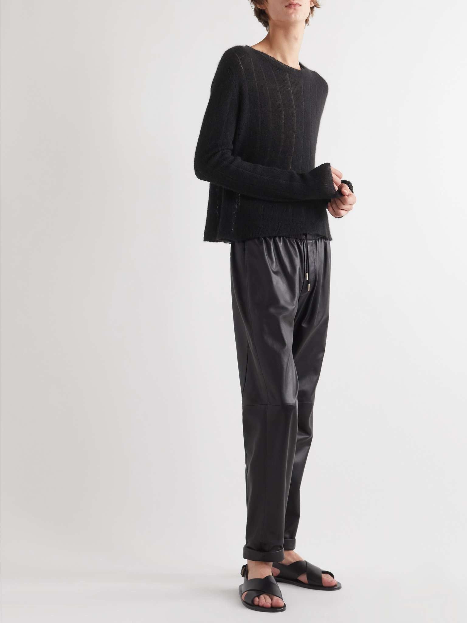 Saint Laurent Paris Saint Laurent Openwork Knit Sweater -- Black Alpaca Size US L / EU 52-54 / 3 - 4 Thumbnail