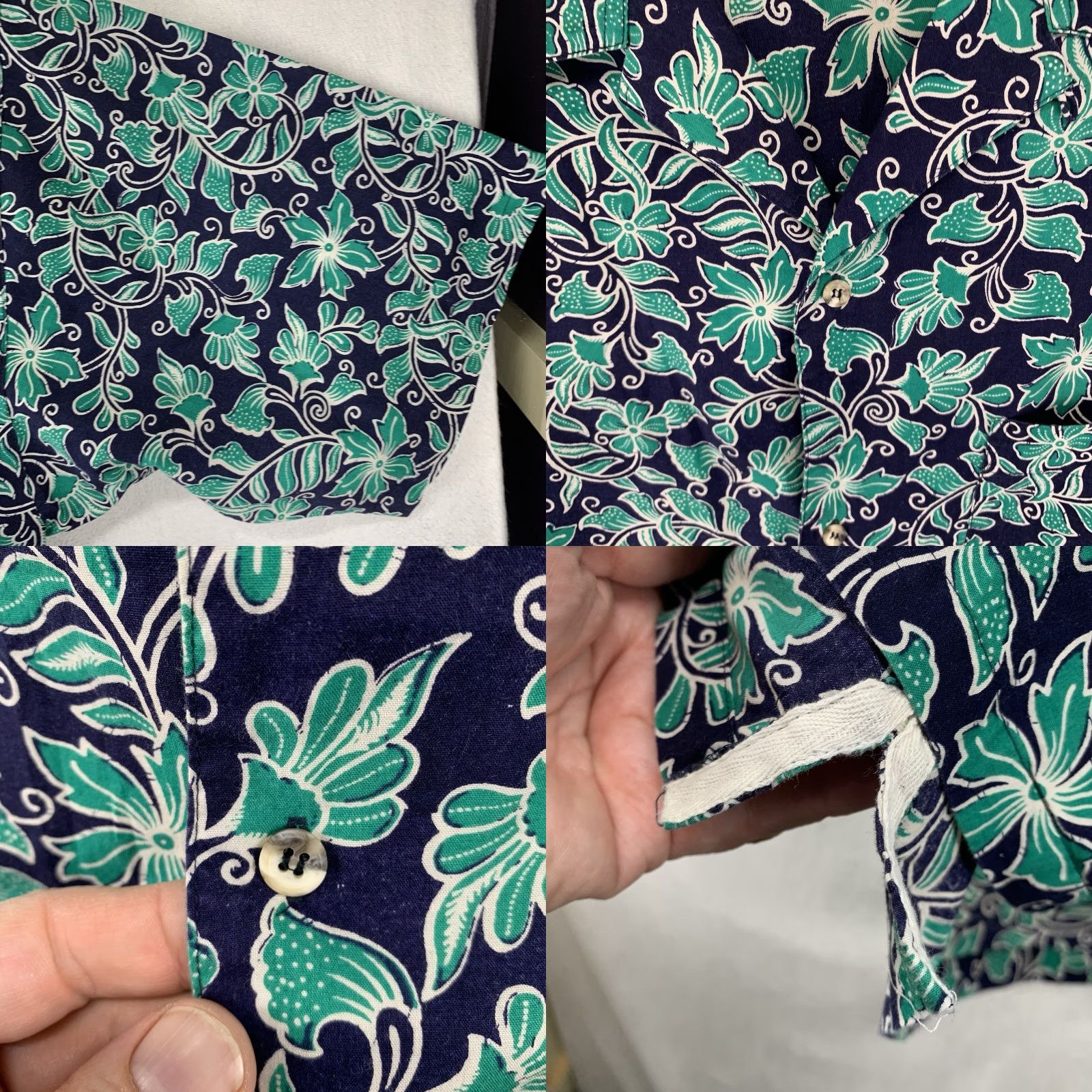 Jantzen VINTAGE Jantzen Hawaiian Shirt Men All Over Botanical Floral Short Sleeve Cotton Casual Spring Summer 80s Retro Blue Green Size US L / EU 52-54 / 3 - 8 Thumbnail