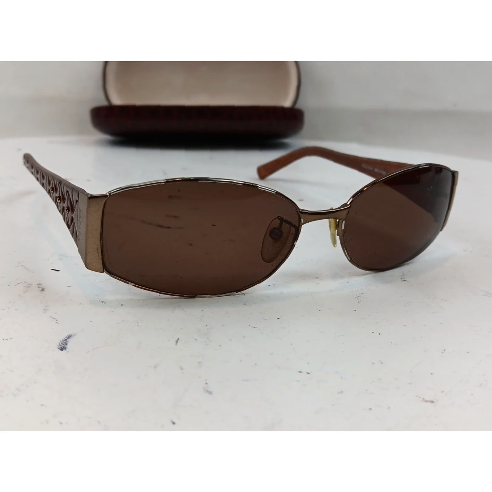 Escada VINTAGE Escada Sunglasses SES 516S Brown Shield Designer Oval Crystals Italy READ Size ONE SIZE - 6 Thumbnail