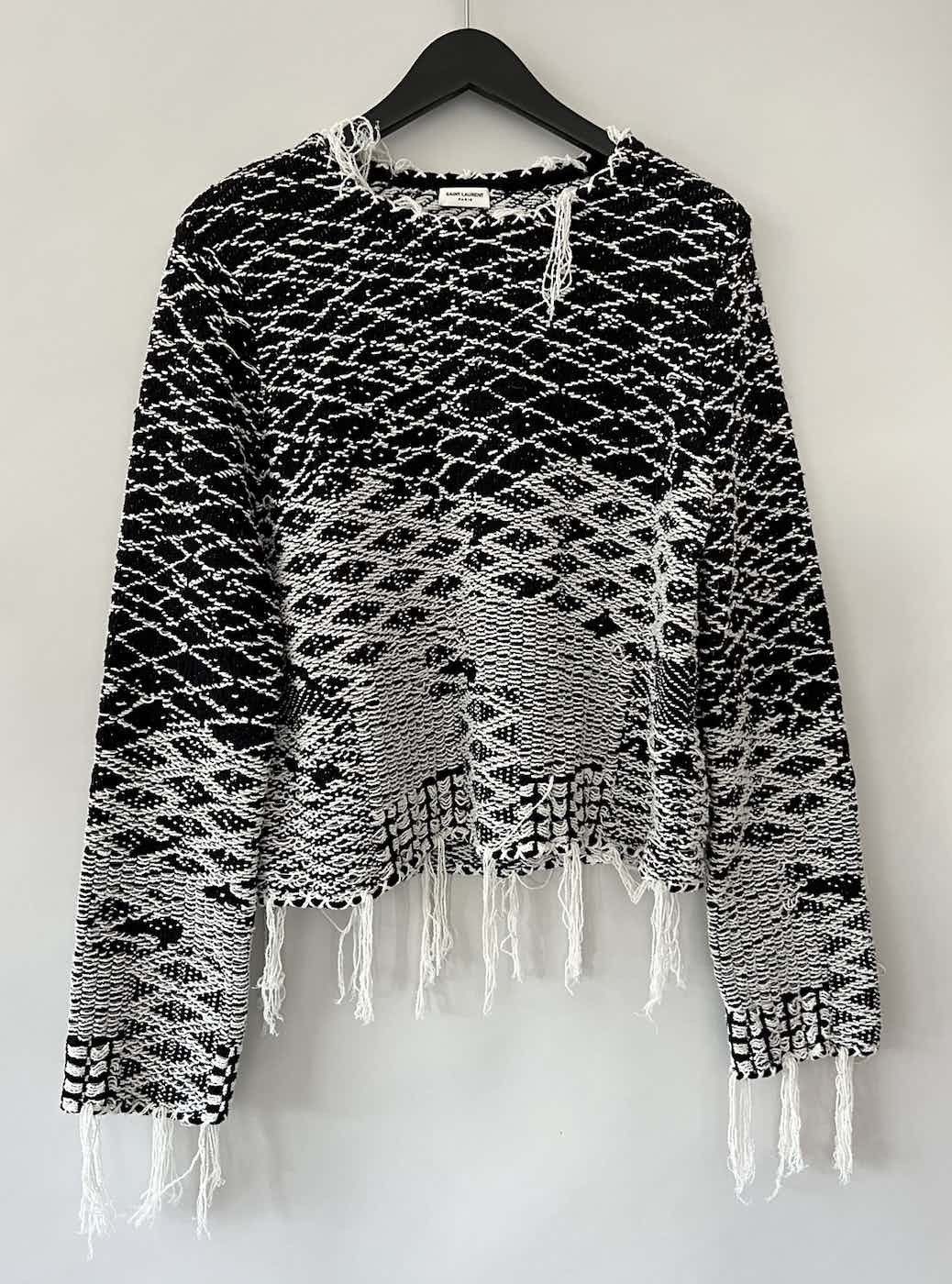 image of Saint Laurent Paris Saint Laurent Ss17 Distressed Knit Sweater in Grey, Men's (Size XL)